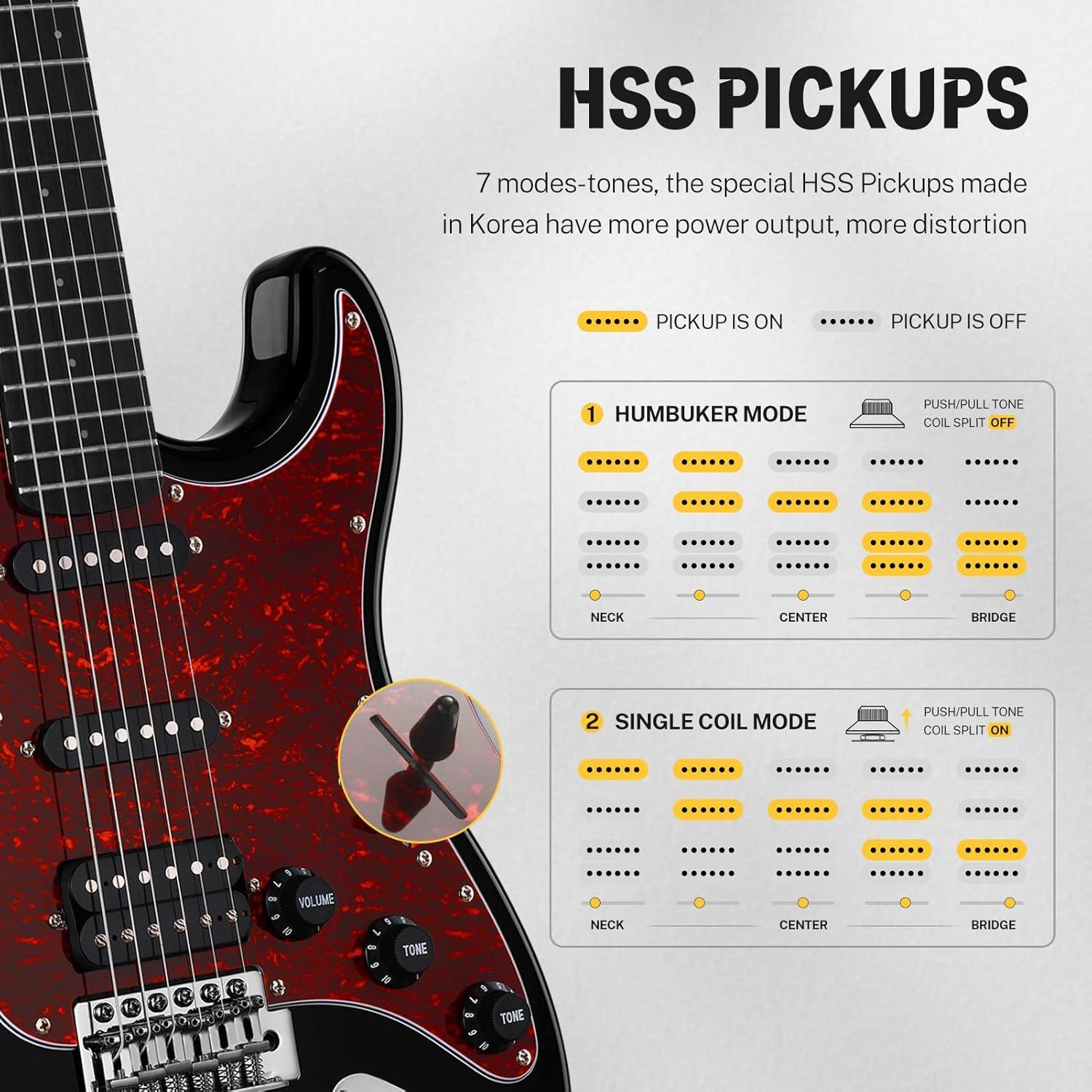 Guitarra Eléctrica Donner DST-200 39" Cuerpo Sólido Negro