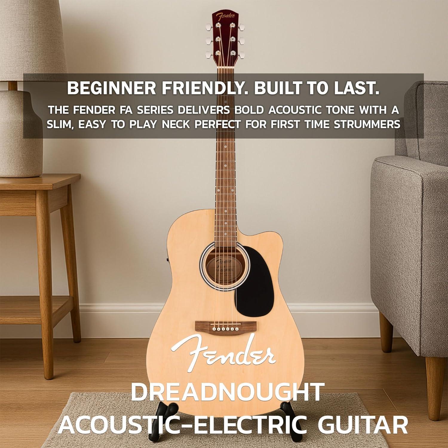 Guitarra Acústica Eléctrica Dreadnought Fender FA Natural