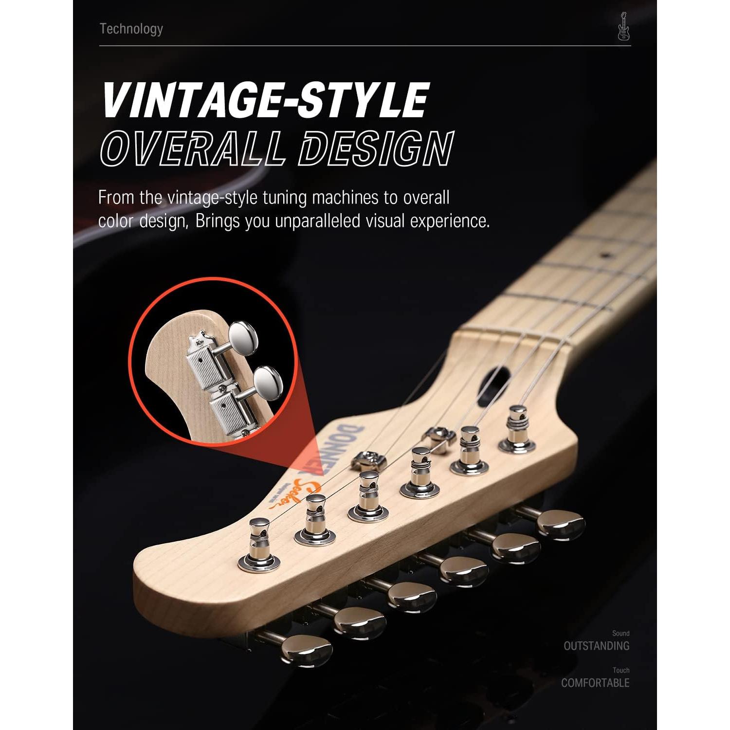 Kit de Guitarra Eléctrica Donner DST-152 HSS Negro Completo