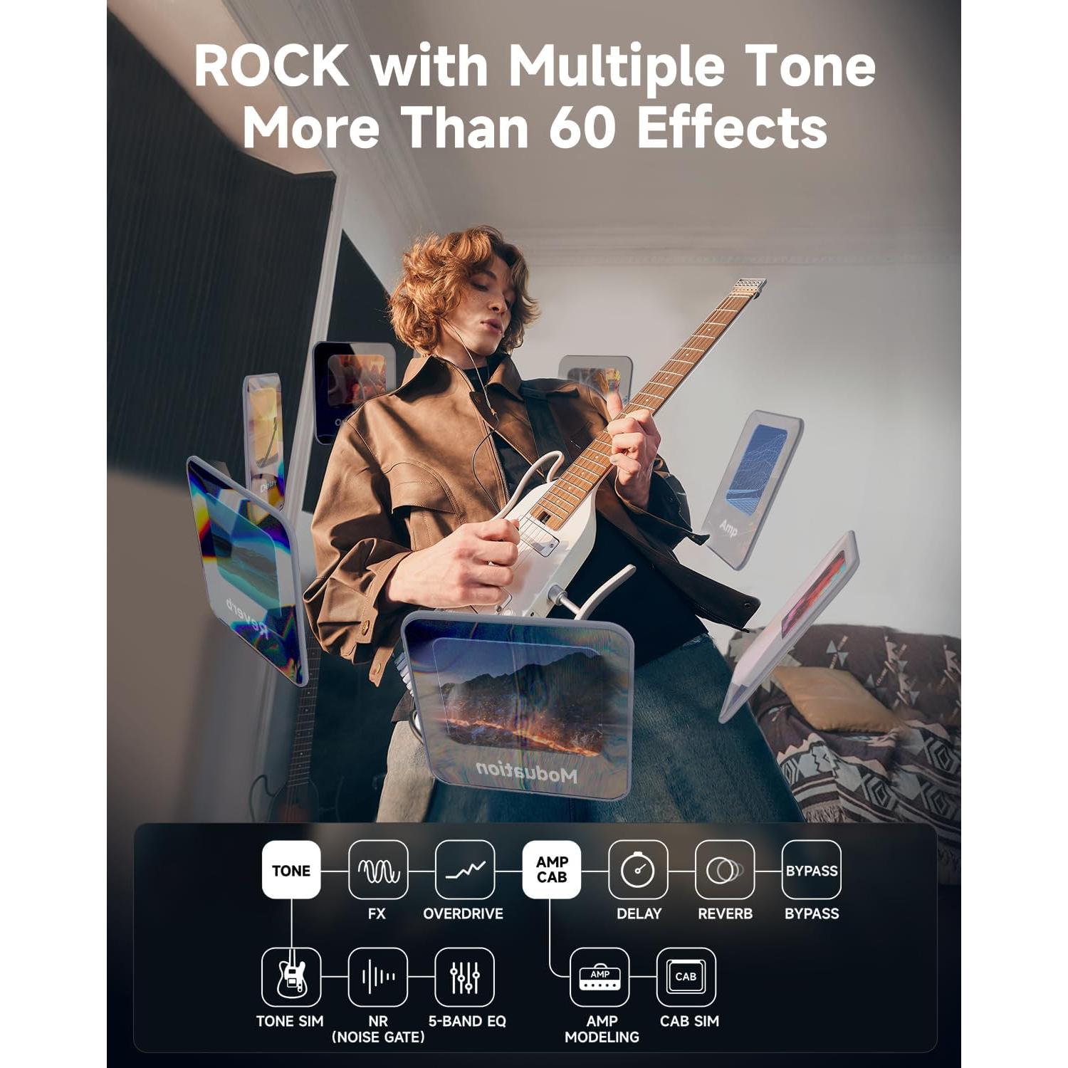 Guitarra eléctrica portátil Donner HUSH X PRO - 7 tonos, 2.49 kg