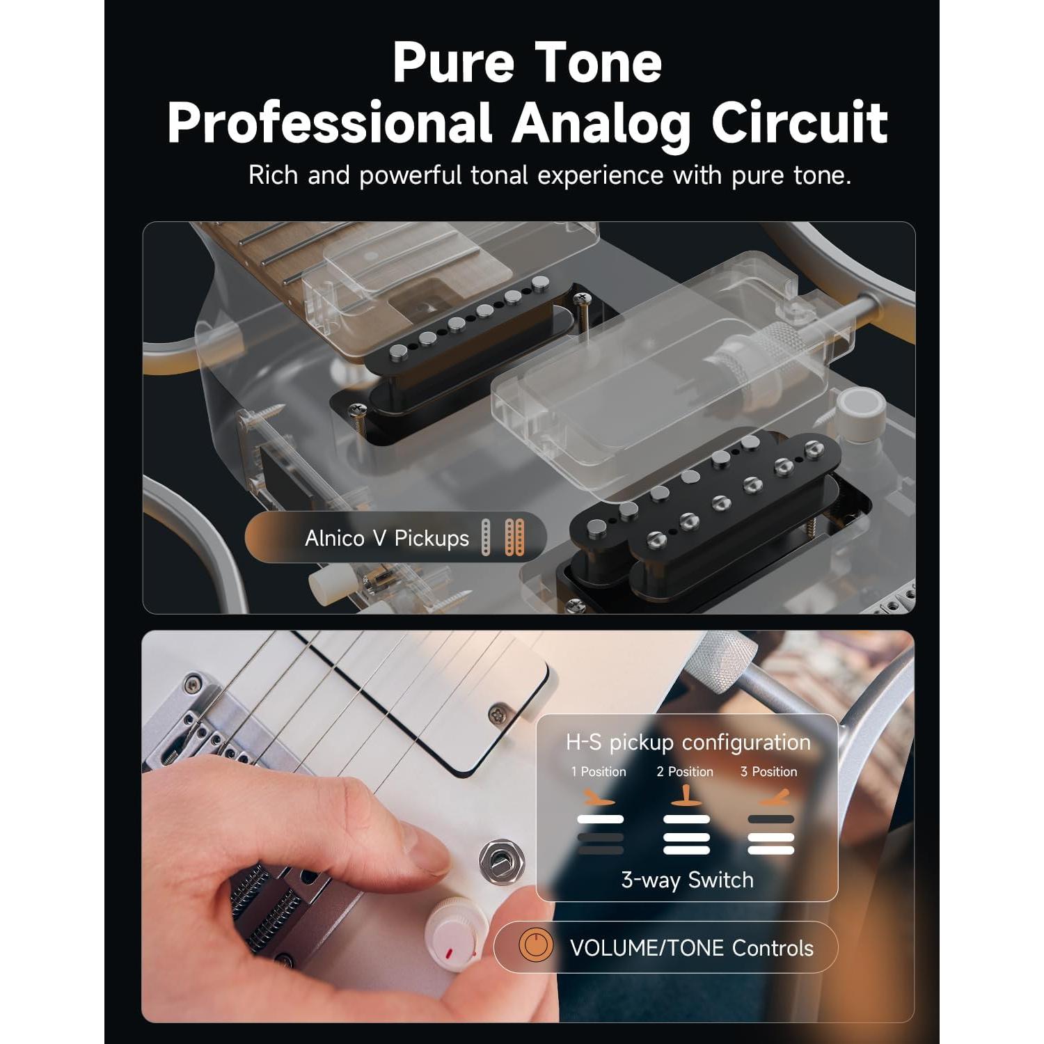 Guitarra eléctrica portátil Donner HUSH X PRO - 7 tonos, 2.49 kg