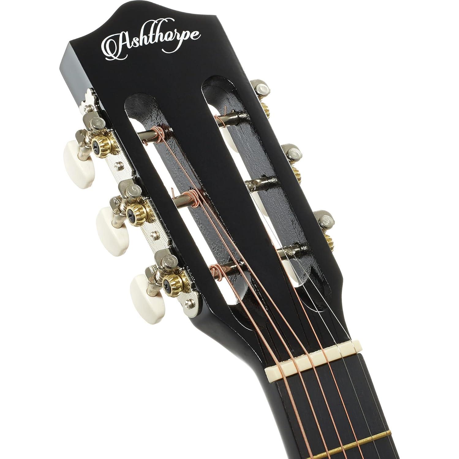 Guitarra acústica Ashthorpe 38" negra para principiantes kit completo
