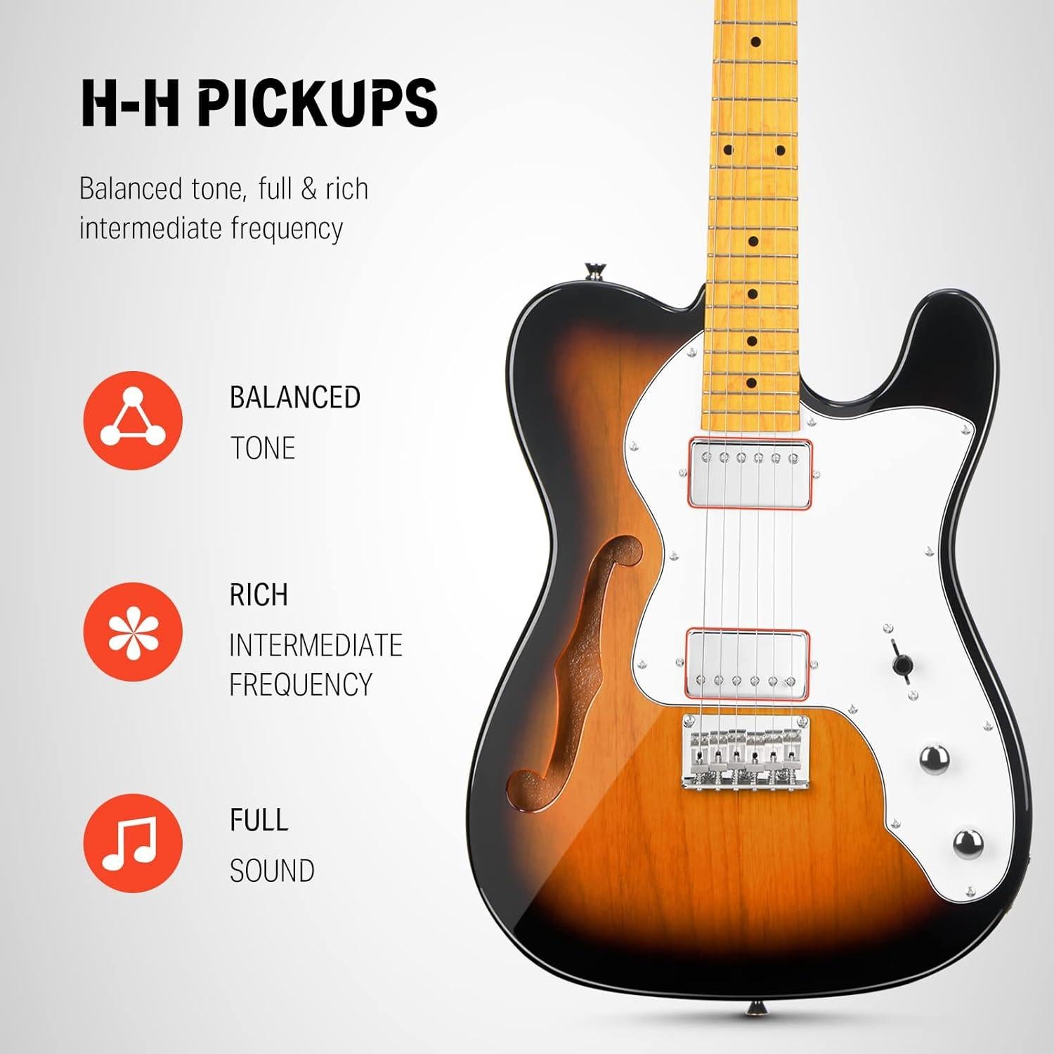 Guitarra Eléctrica Donner DJC-1000S Thinline 39" Sunburst