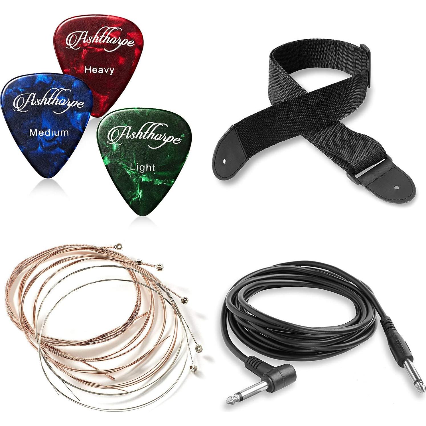 Guitarra Acústica-Eléctrica Ashthorpe 41" Negro con Ecualizador