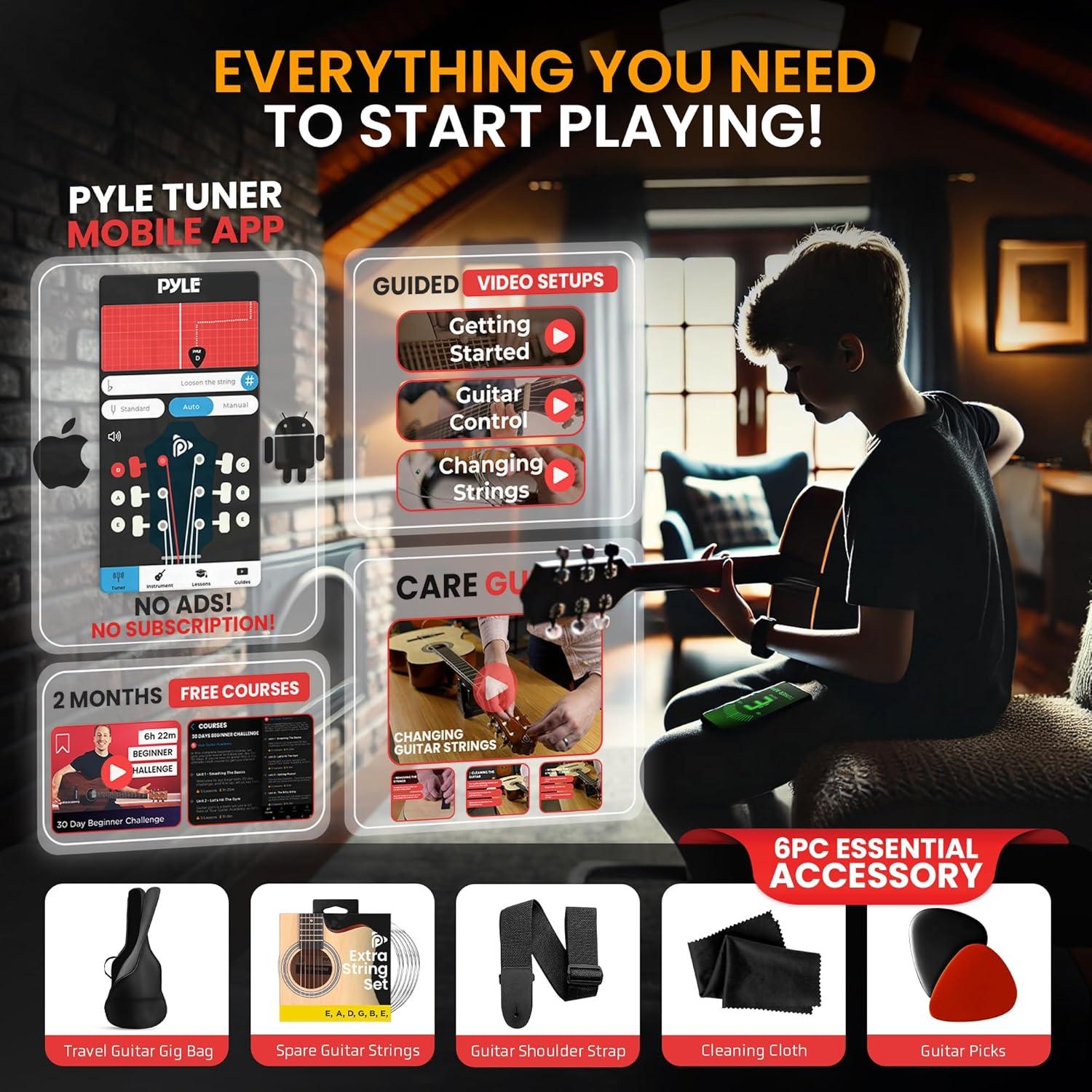 Kit de Guitarra Acústica Pyle 41" Cutaway para Principiantes