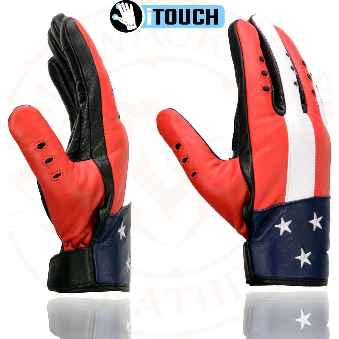Guantes de Moto Milwaukee MG7527 Cuero iTouch Hombre Estrellas