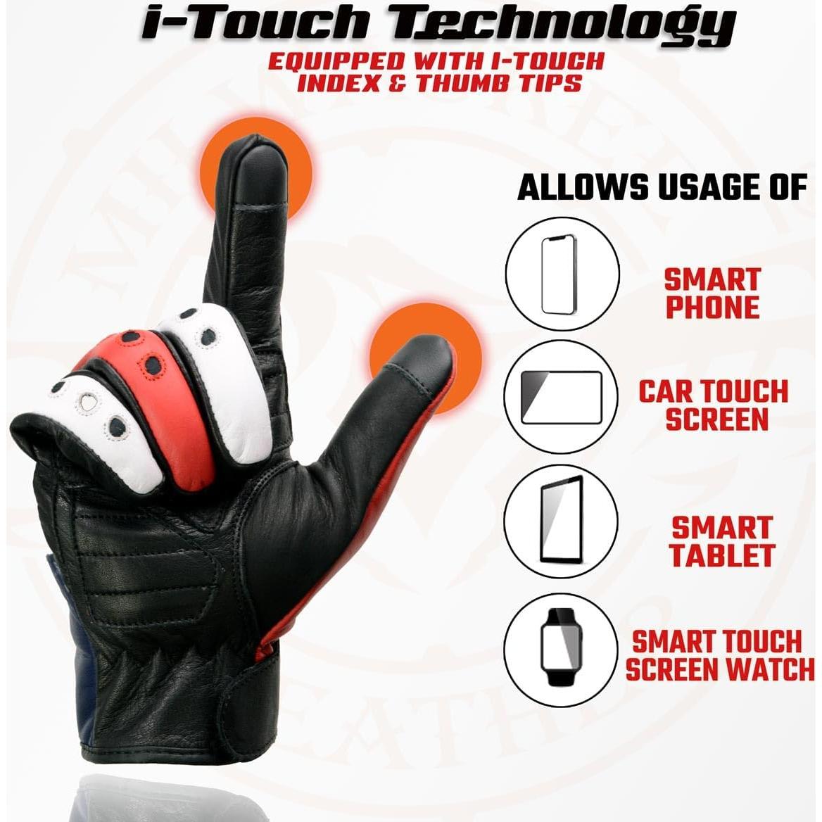 Guantes de Moto Milwaukee MG7527 Hombre Cuero iTouch Negro