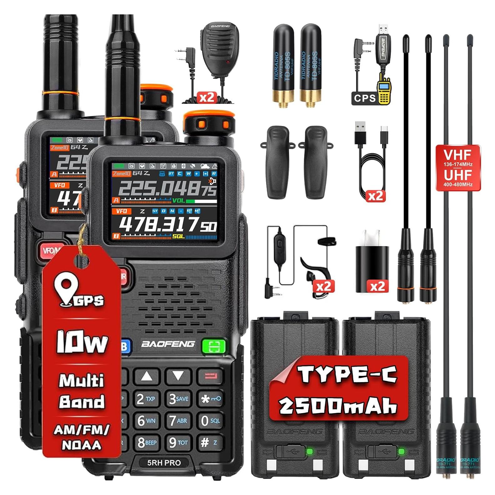 Radio de Mano Baofeng 5RH Pro con GPS y 640 Canales - 2 Pack