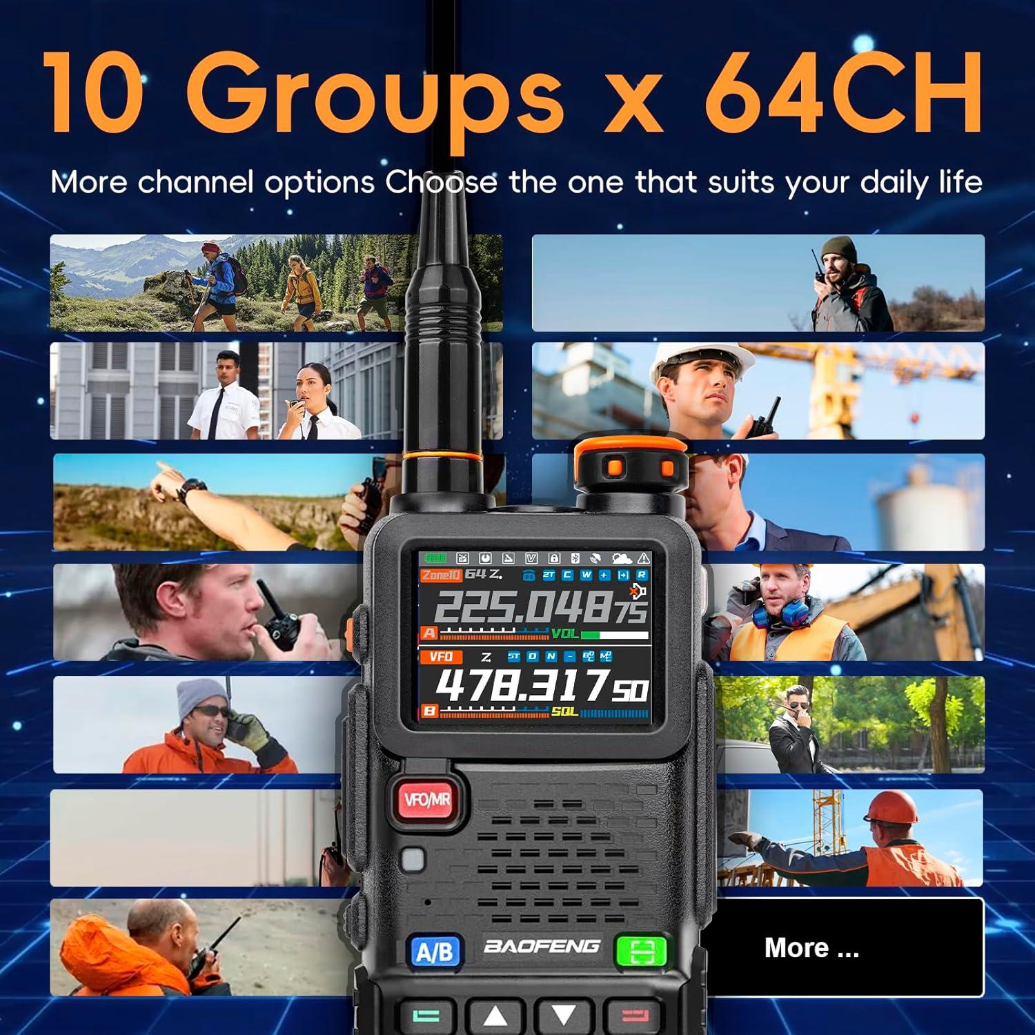 Radio de Mano Baofeng 5RH Pro con GPS y 640 Canales - 2 Pack