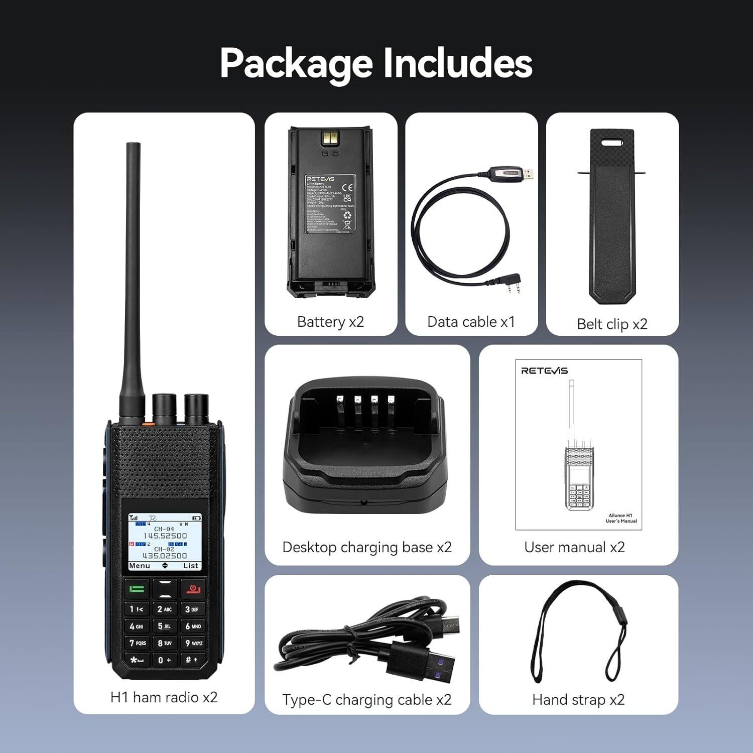 Retevis H1 Radio DMR Doble Banda con GPS y Batería 2900mAh