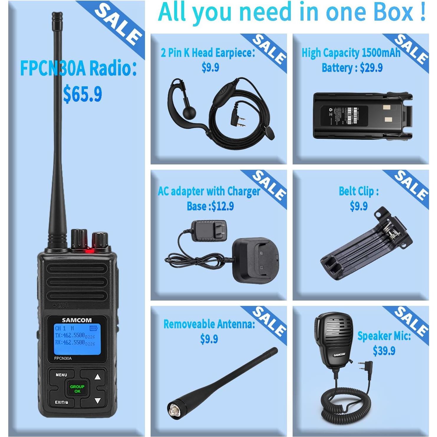 Walkie Talkie SAMCOM FPCN30A 5W Recargable 2 Paquetes