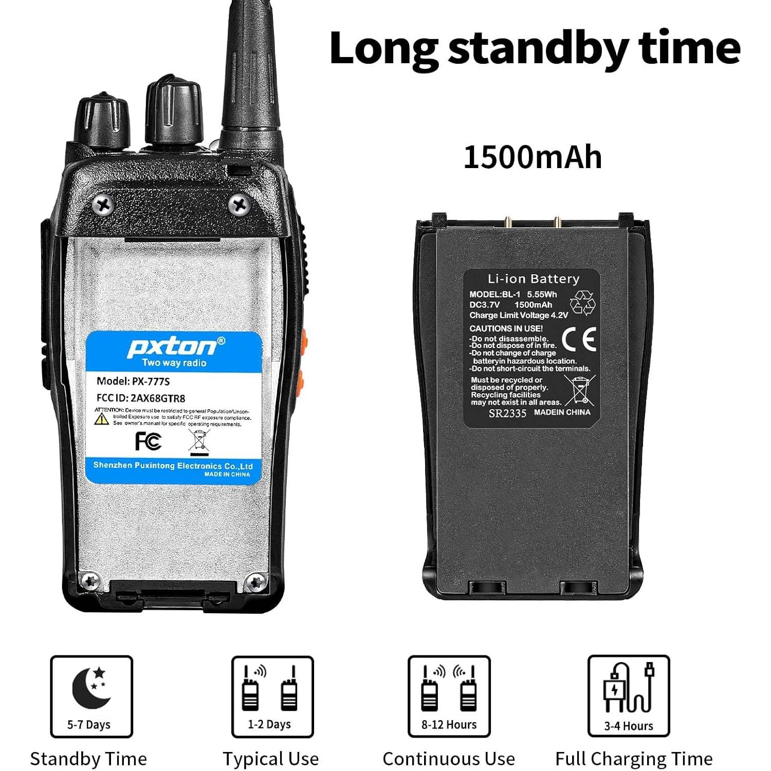 Walkie Talkies Pxton PX-777S Recargables 6 Unidades 4.8 km