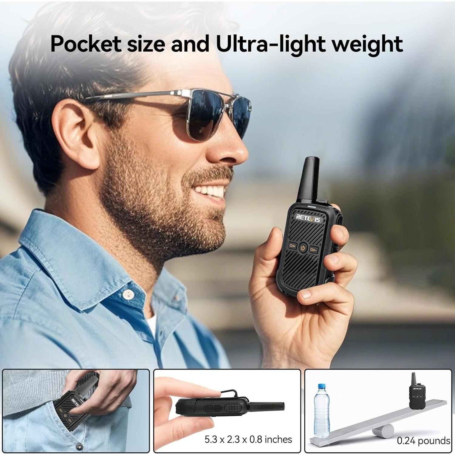 Walkie Talkies Retevis RT15 Mini 3 Pack 1000mAh Recargables