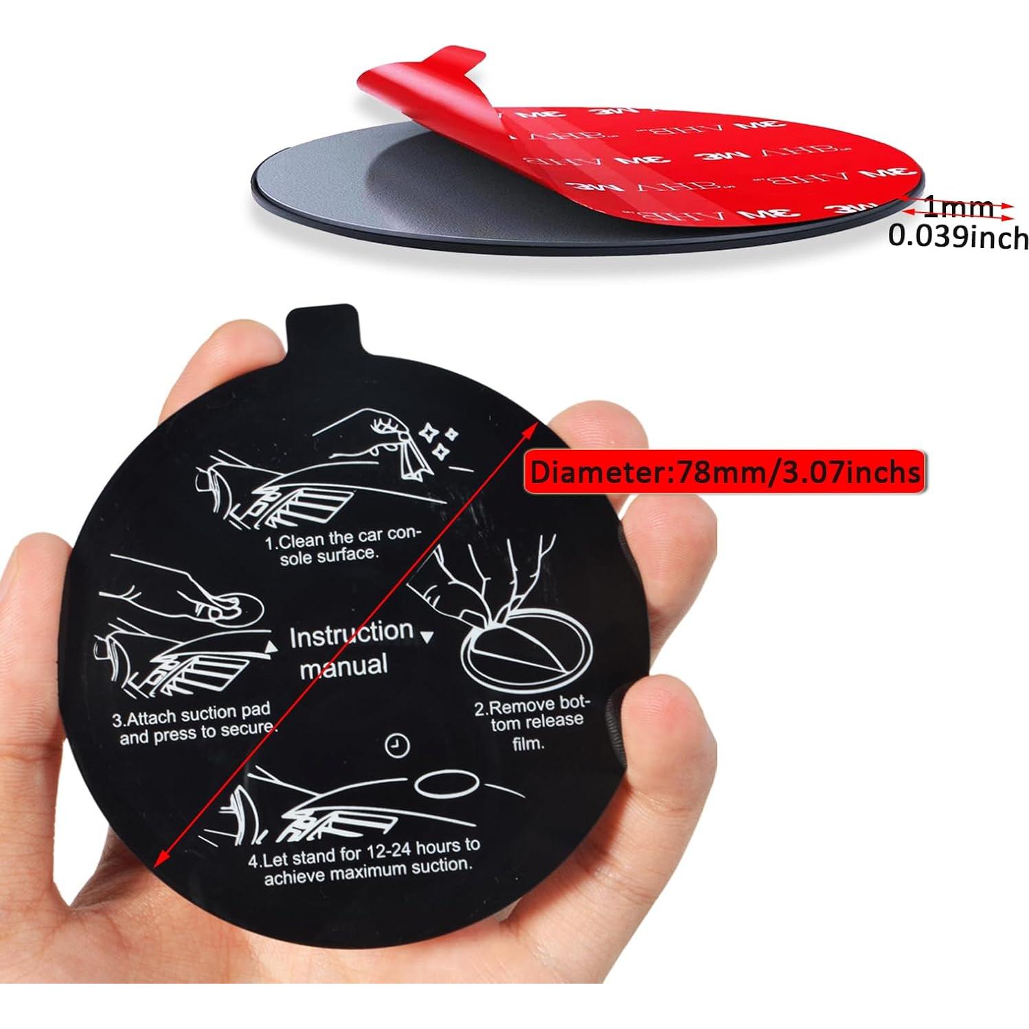 Soporte de Ventosa HYS para Auto - Almohadilla Adhesiva 78mm - Paquete de 3