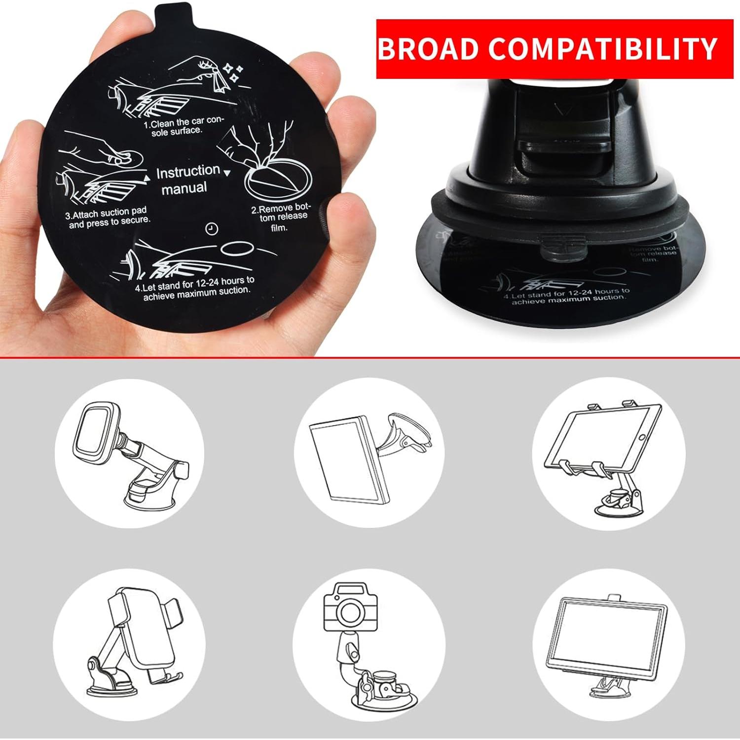 Soporte de Ventosa HYS para Auto - Almohadilla Adhesiva 78mm - Paquete de 3