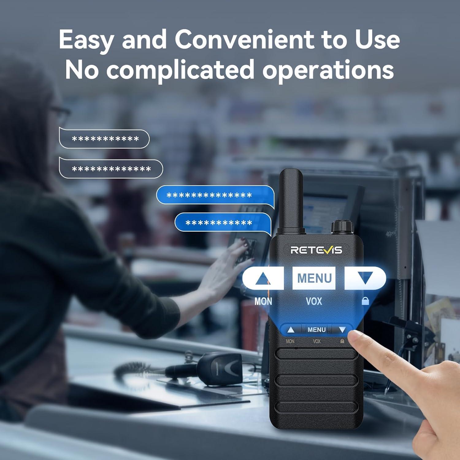 Walkie Talkies Retevis B3B Compactos 1620mAh USB-C 4 Pzs