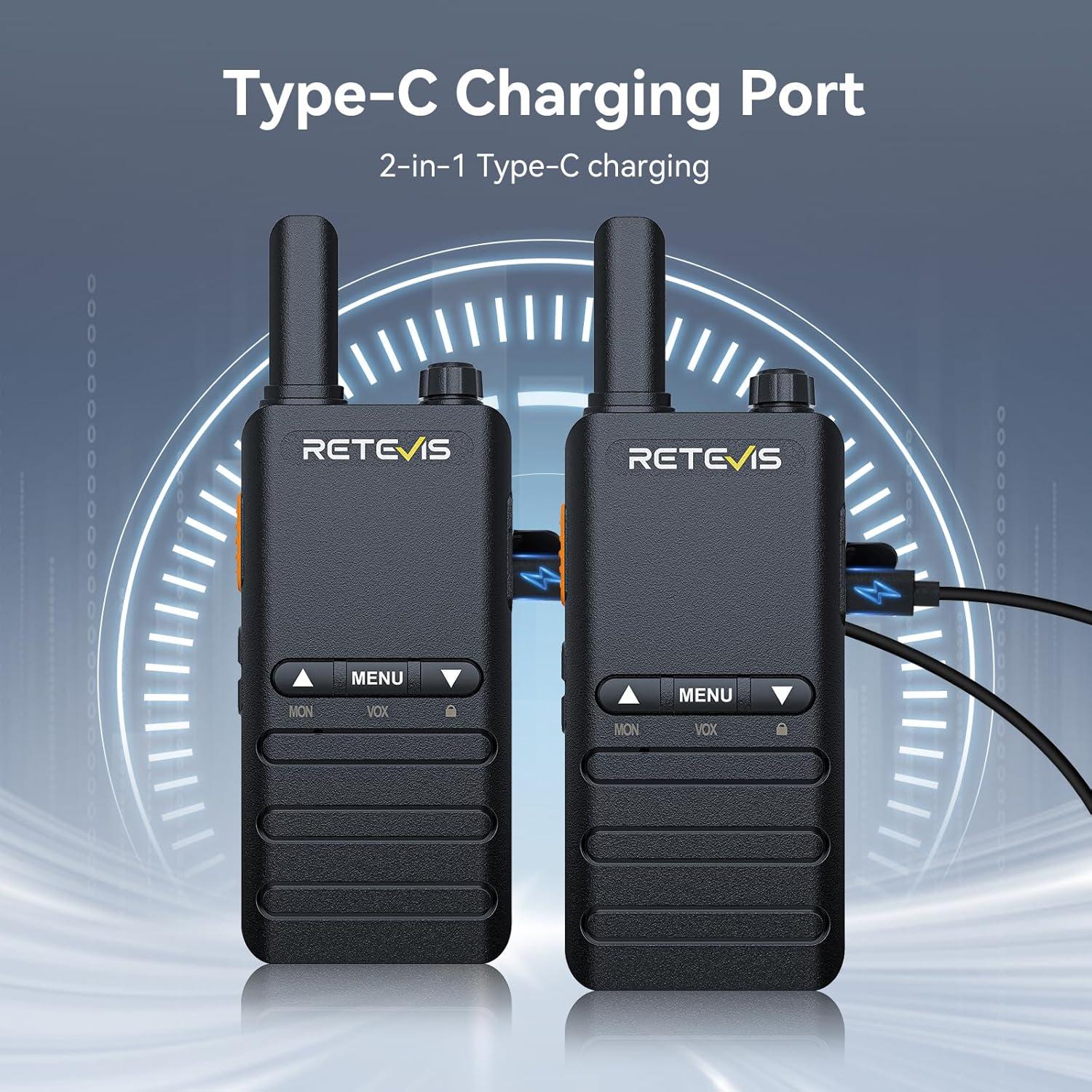 Walkie Talkies Retevis B3B Compactos 1620mAh USB-C 4 Pzs