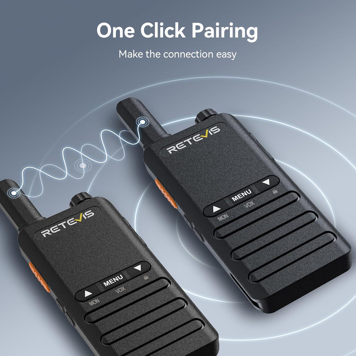 Walkie Talkies Retevis B3B Compactos 1620mAh USB-C 4 Pzs