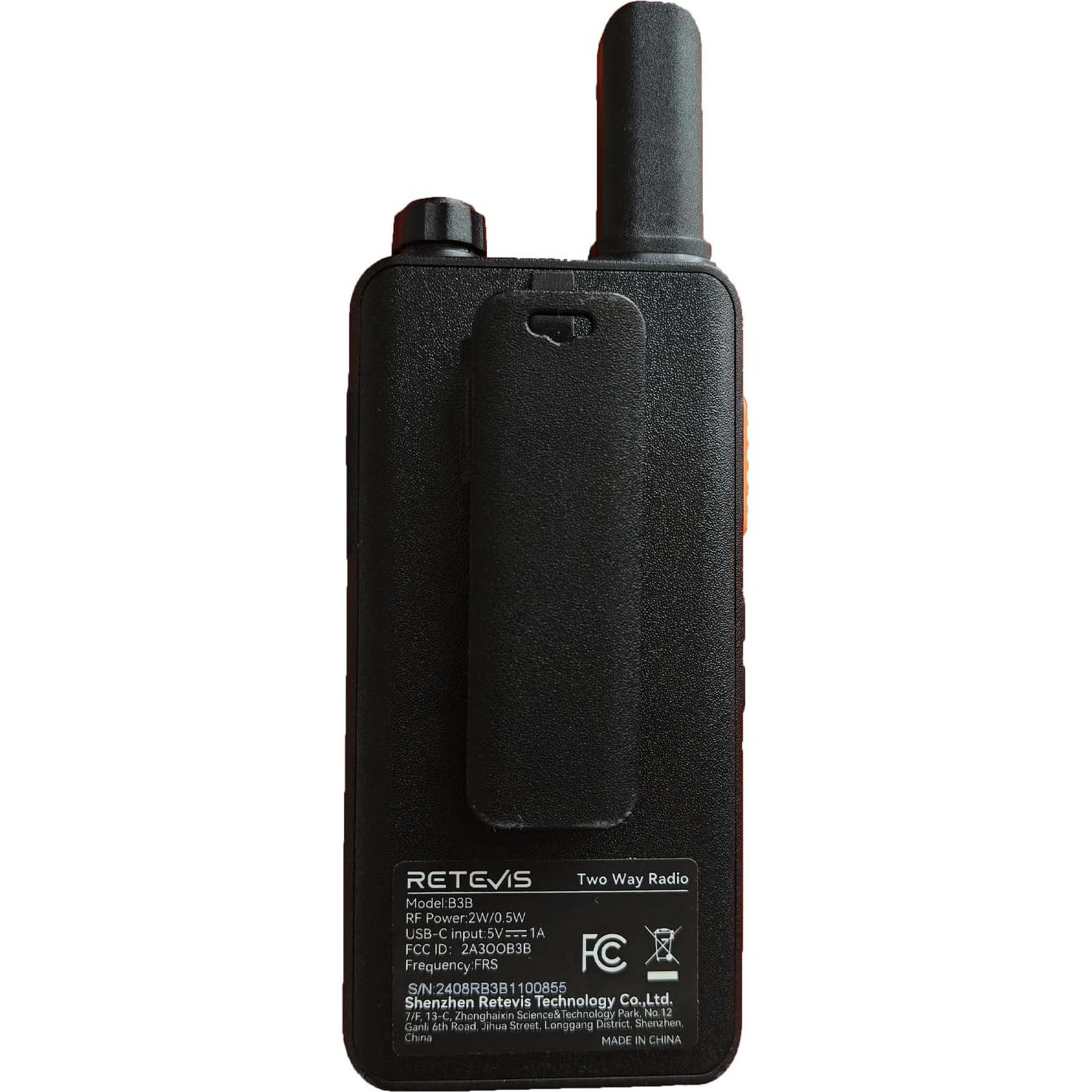 Walkie Talkies Retevis B3B Compactos 1620mAh USB-C 4 Pzs