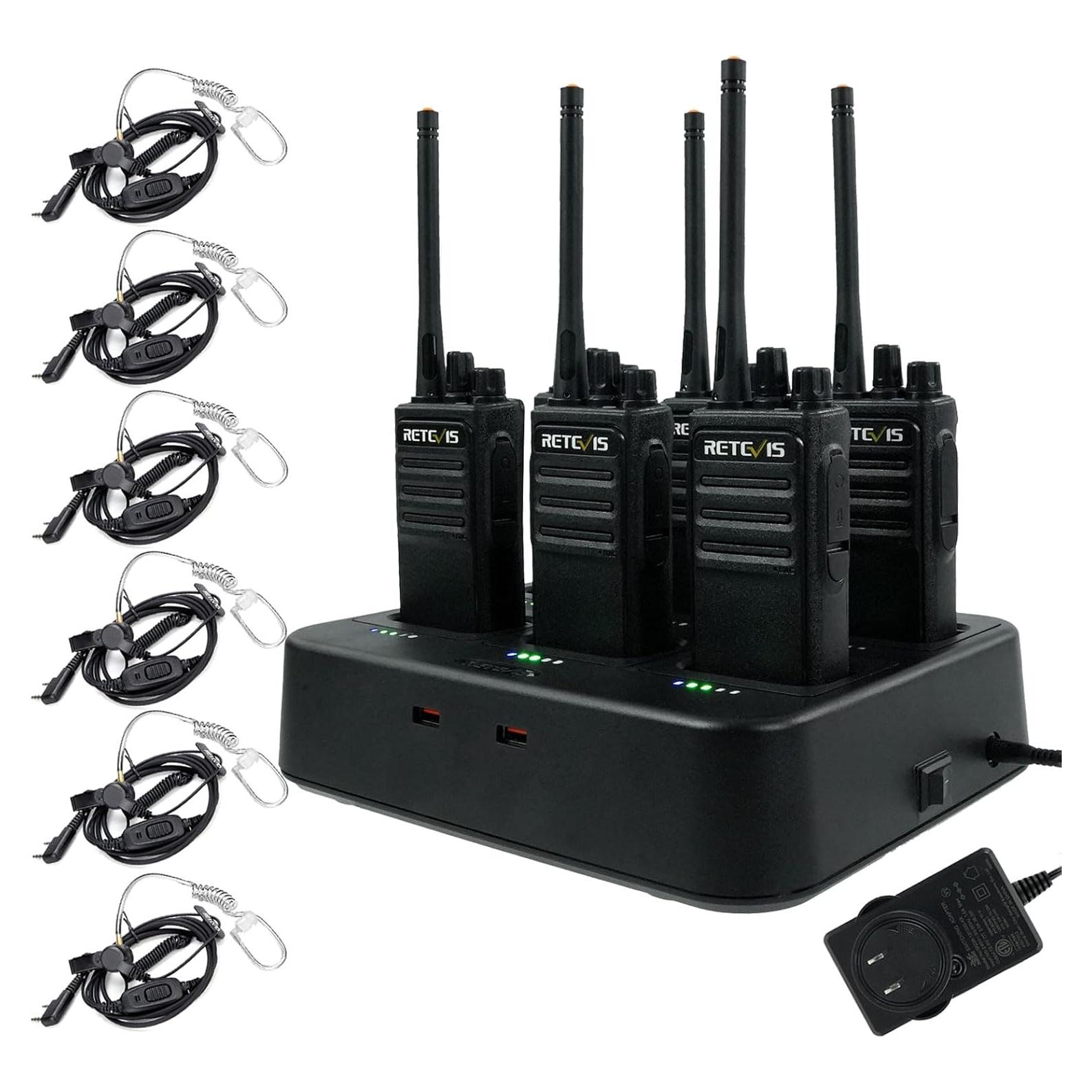 Walkie Talkies Retevis RT17 de Largo Alcance con Auricular - 6 Paquete