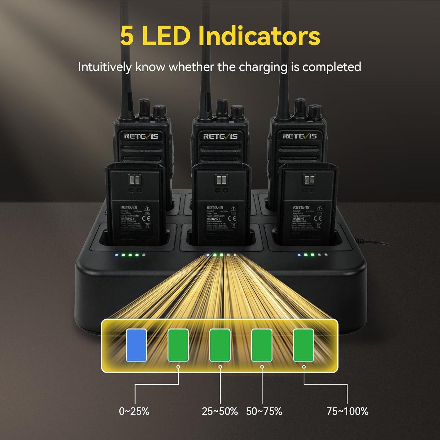 Walkie Talkies Retevis RT17 de Largo Alcance con Auricular - 6 Paquete
