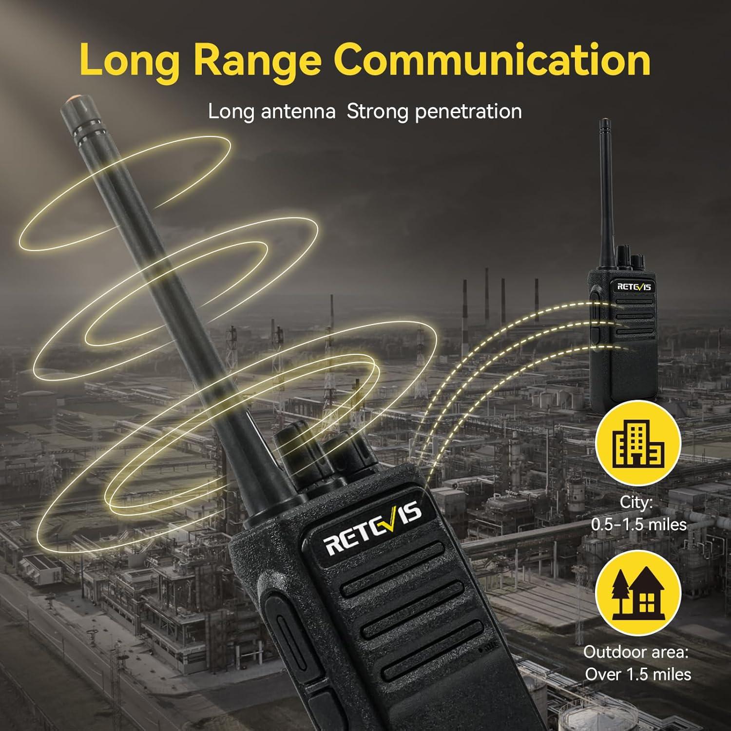 Walkie Talkies Retevis RT17 de Largo Alcance con Auricular - 6 Paquete