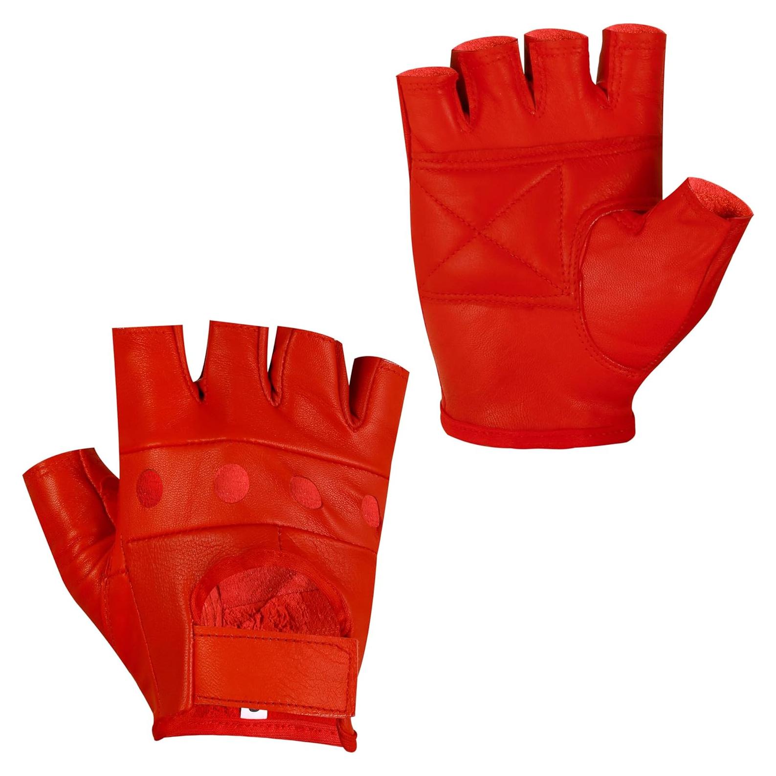 Guantes de Cuero Royal Coalition LGV-89 Sin Dedos Negro Rojo