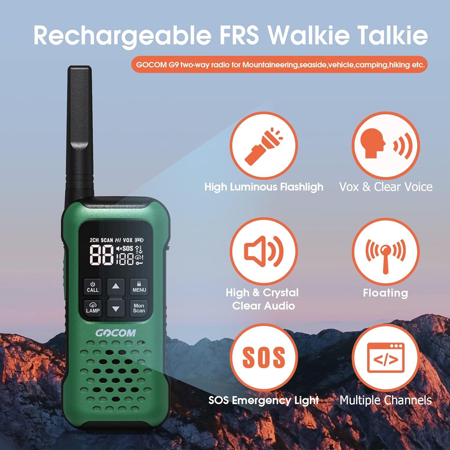 Walkie Talkies GOCOM G9 Impermeables IP67 4 Unidades