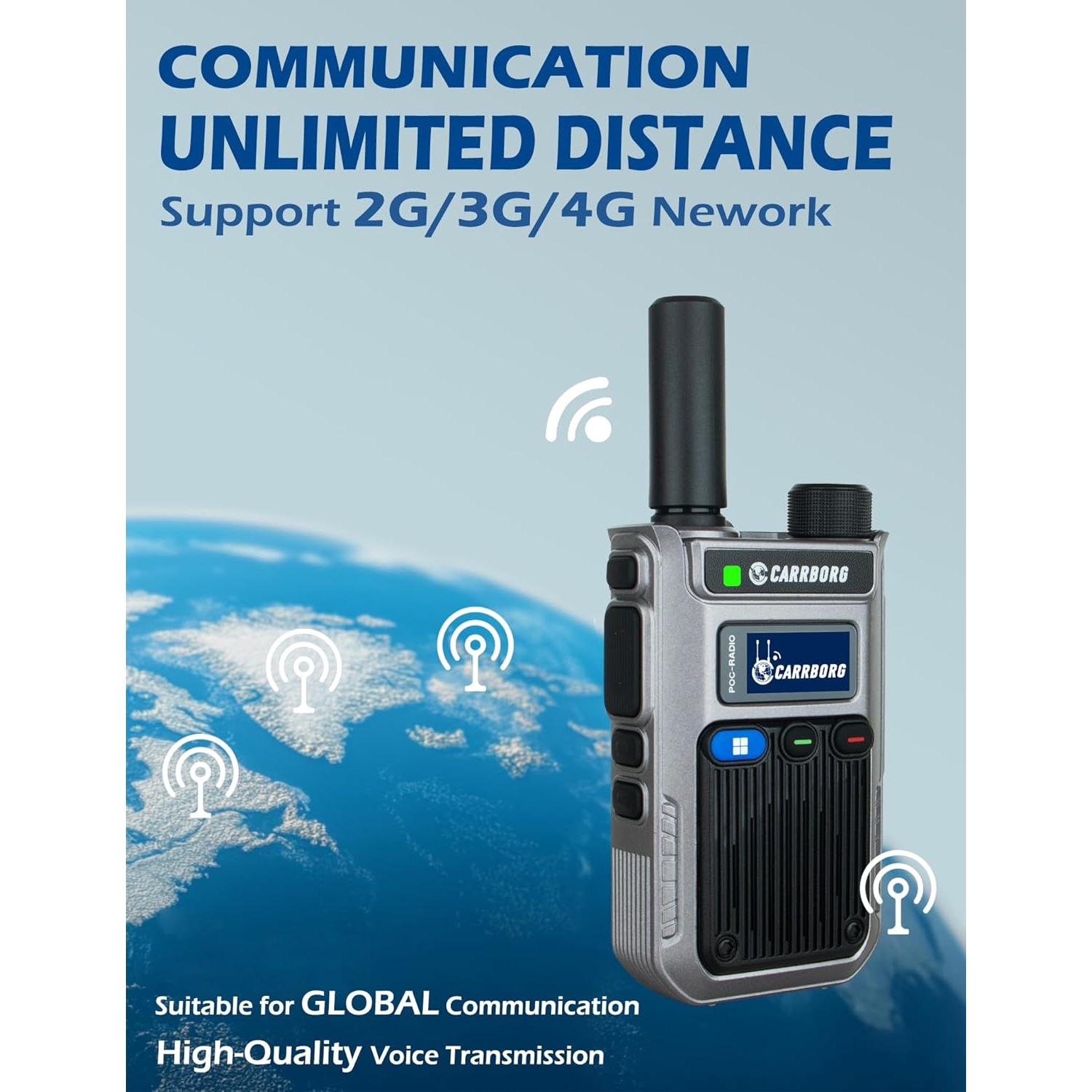 Walkie Talkies 4G LTE CARRBORG A63 - Rango Ilimitado (2 Pcs)