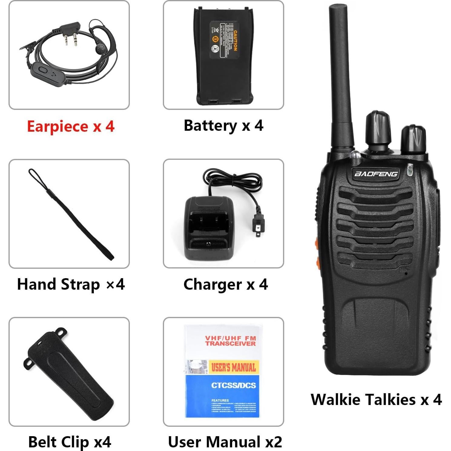 Walkie Talkies BAOFENG BF-888S Recargables 4 Unidades 4.83 km