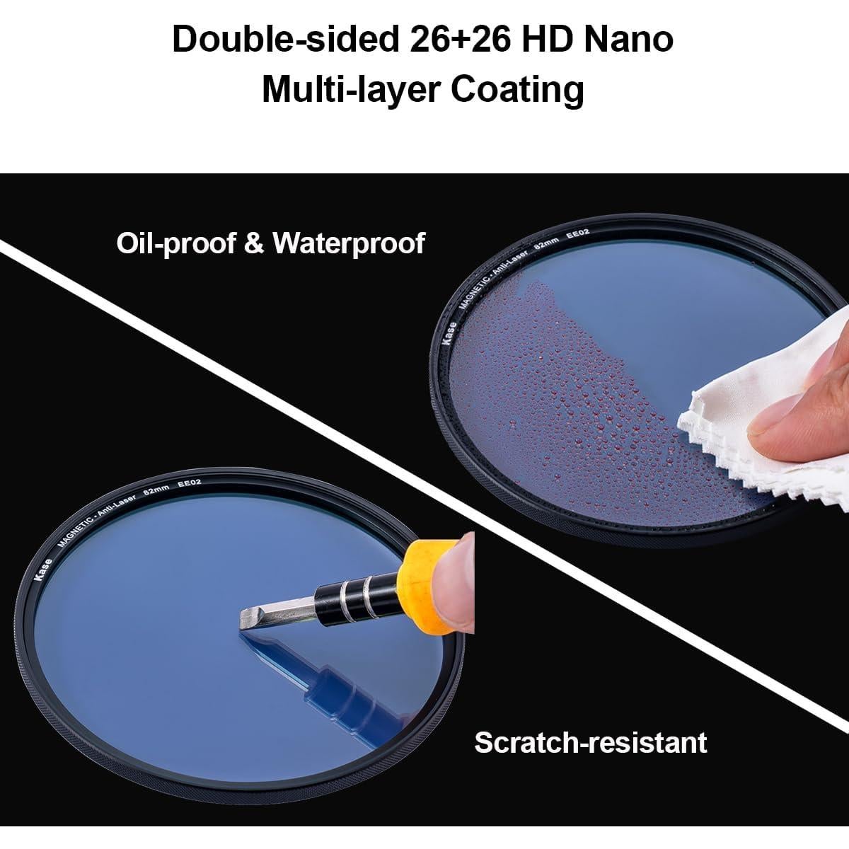 Filtro Anti-Laser Magnético Kase 82mm para Cámara - Vidrio Templado