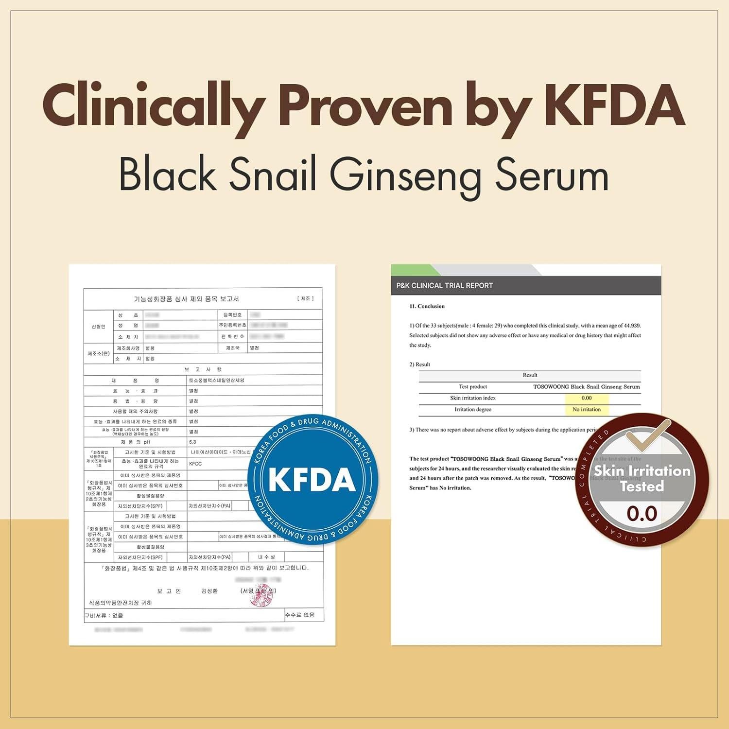 Suero Facial TOSOWOONG Ginseng de Caracol Negro 30ml Hidratante