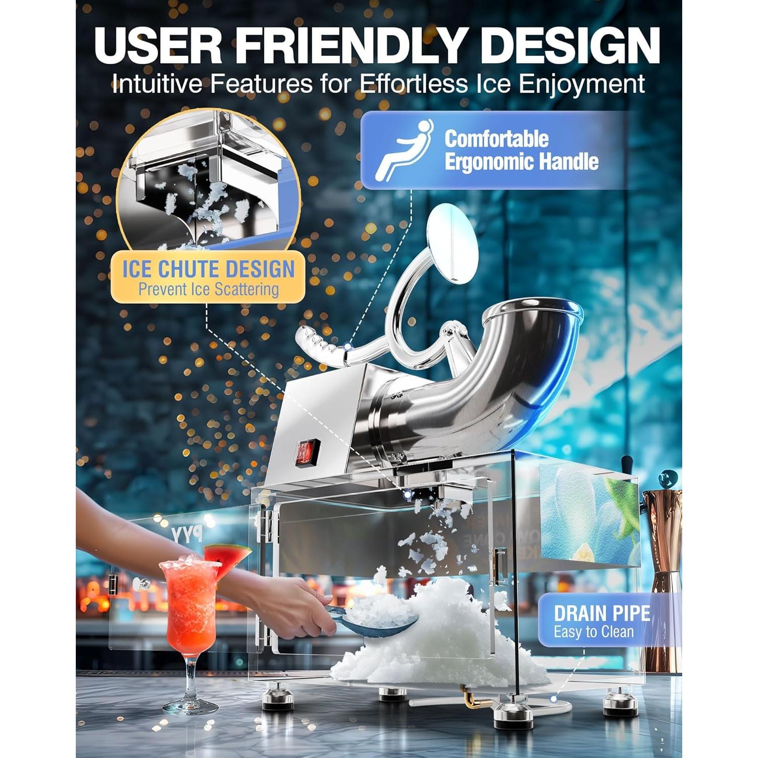 Máquina de Nieve PYY 200W Doble Cuchilla Acero Inoxidable