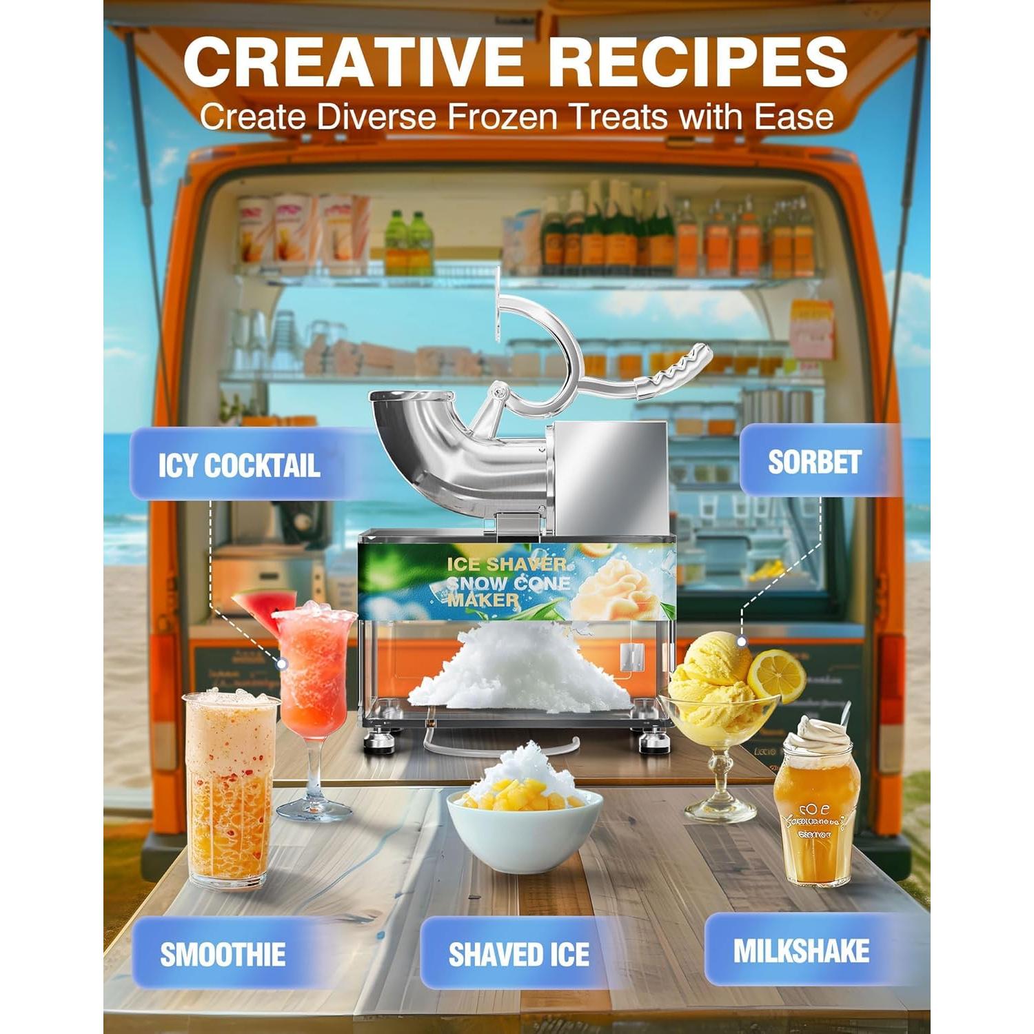 Máquina de Nieve PYY 200W Doble Cuchilla Acero Inoxidable