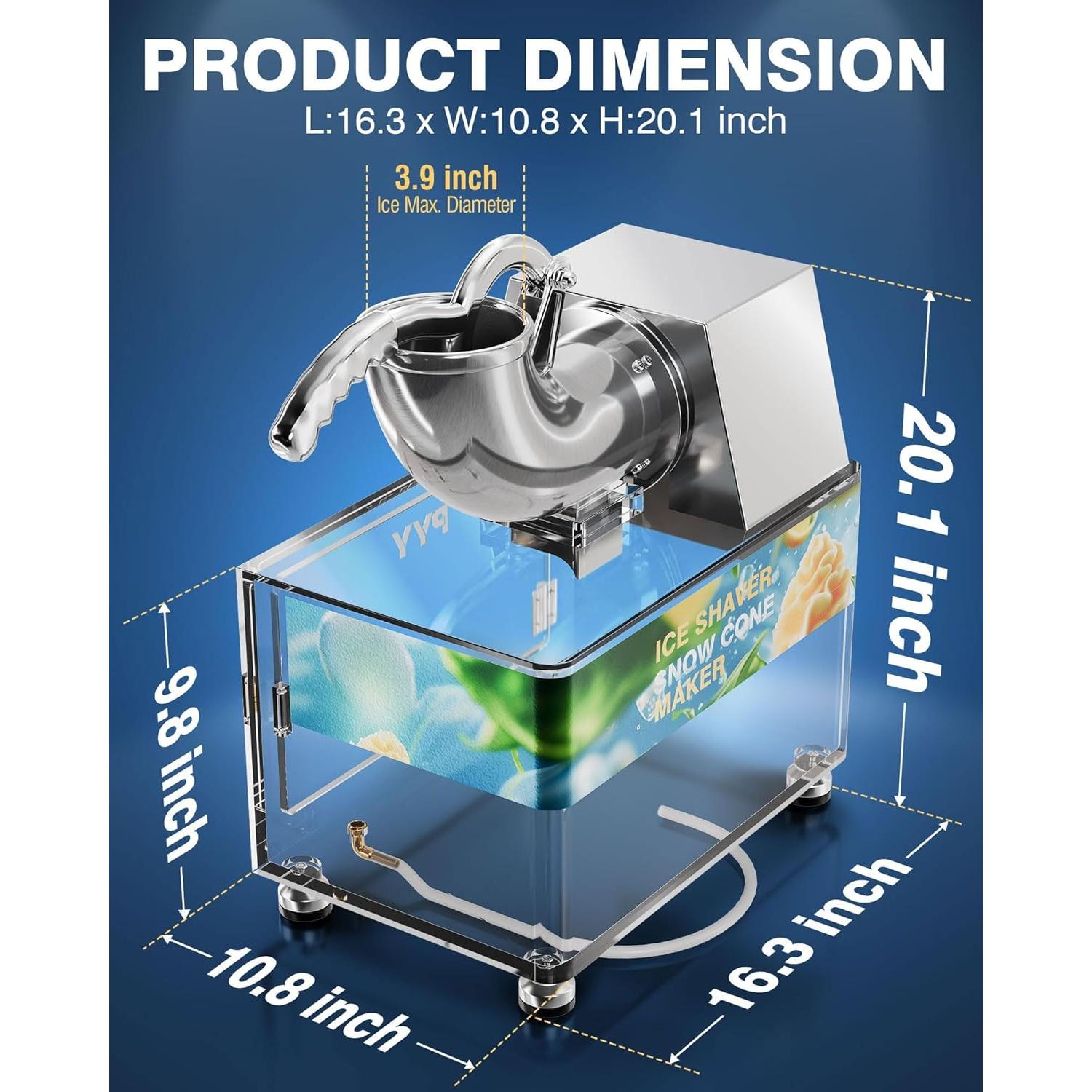 Máquina de Nieve PYY 200W Doble Cuchilla Acero Inoxidable