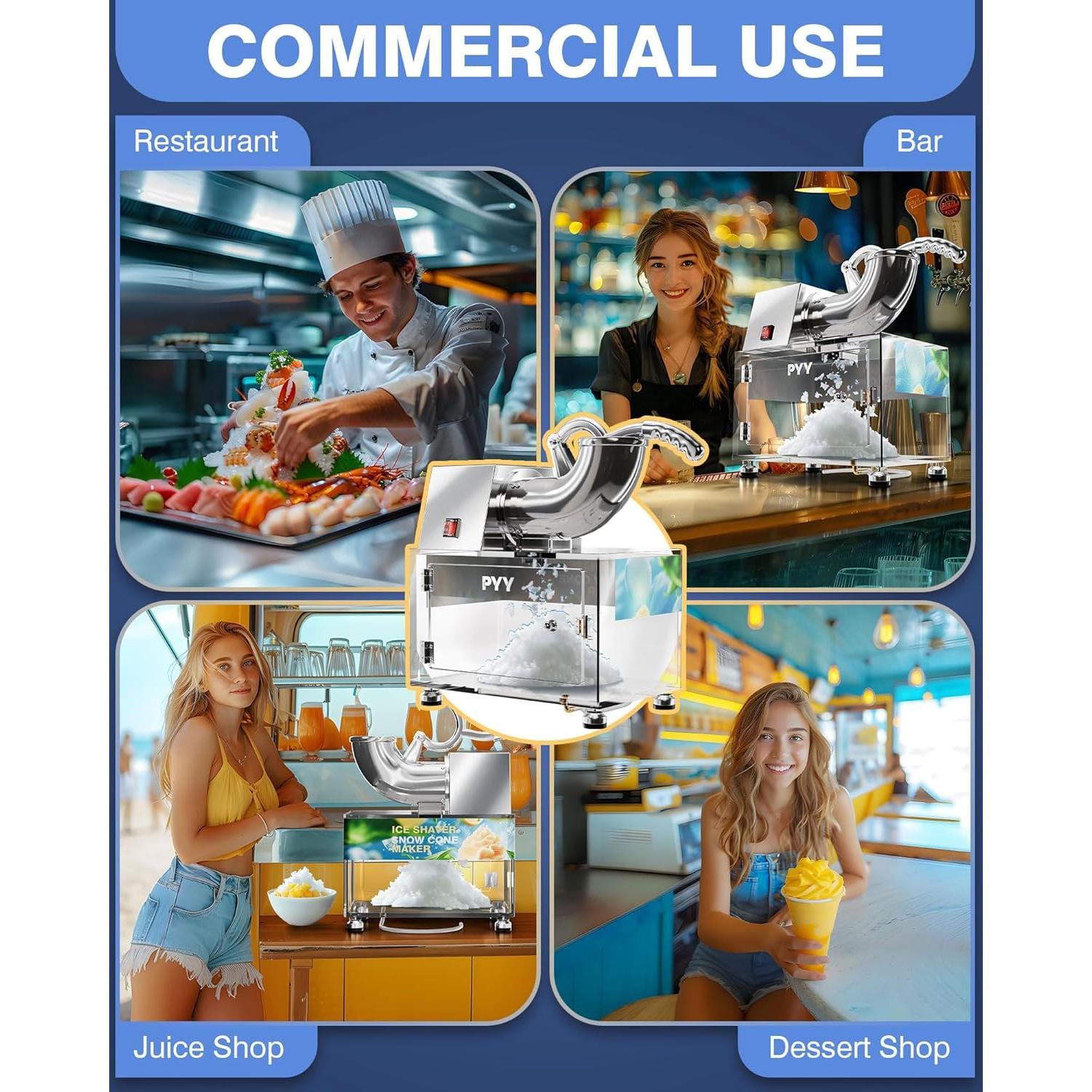 Máquina de Nieve PYY 200W Doble Cuchilla Acero Inoxidable