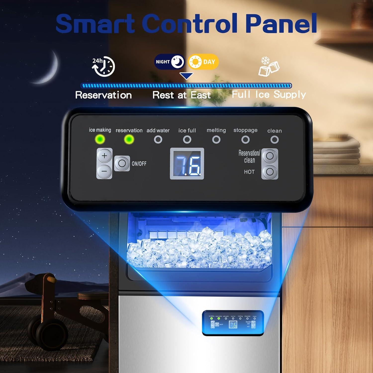 Fabricador de Hielo Comercial Amzgachfktch 50kg/24H Auto Limpieza