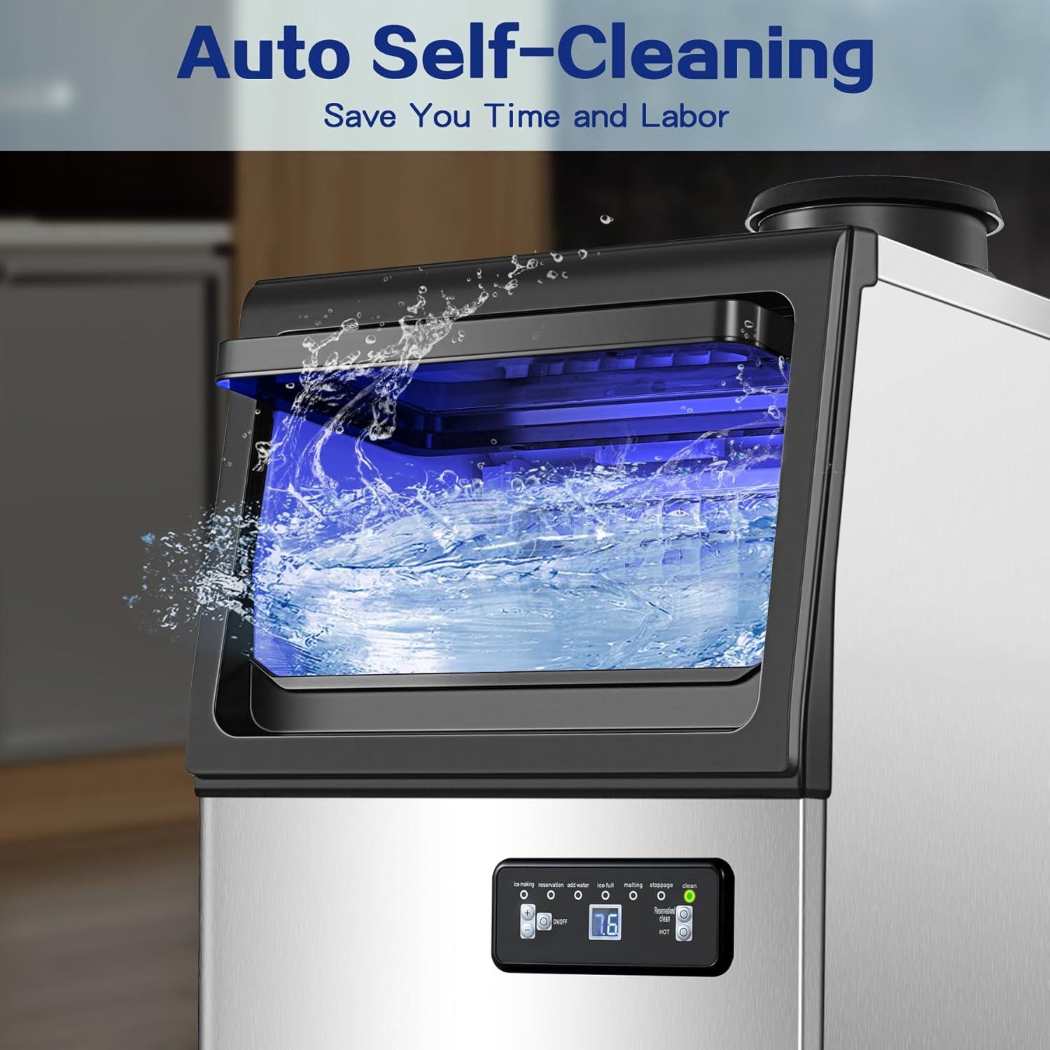 Fabricador de Hielo Comercial Amzgachfktch 50kg/24H Auto Limpieza