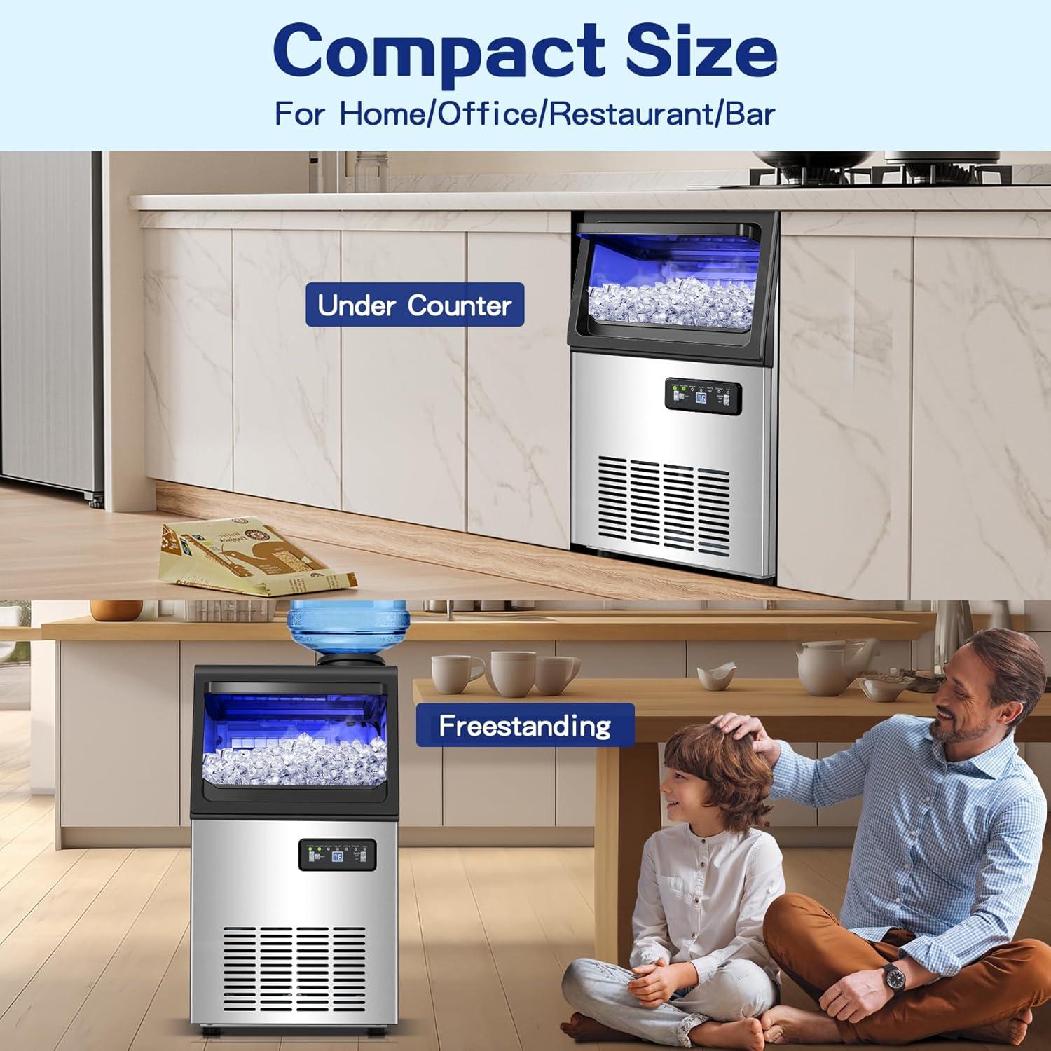 Fabricador de Hielo Comercial Amzgachfktch 50kg/24H Auto Limpieza