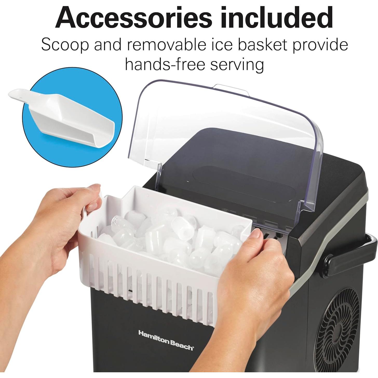 Máquina de Hielo Hamilton Beach 86151, 11.79 Kg/día, 2 Tamaños