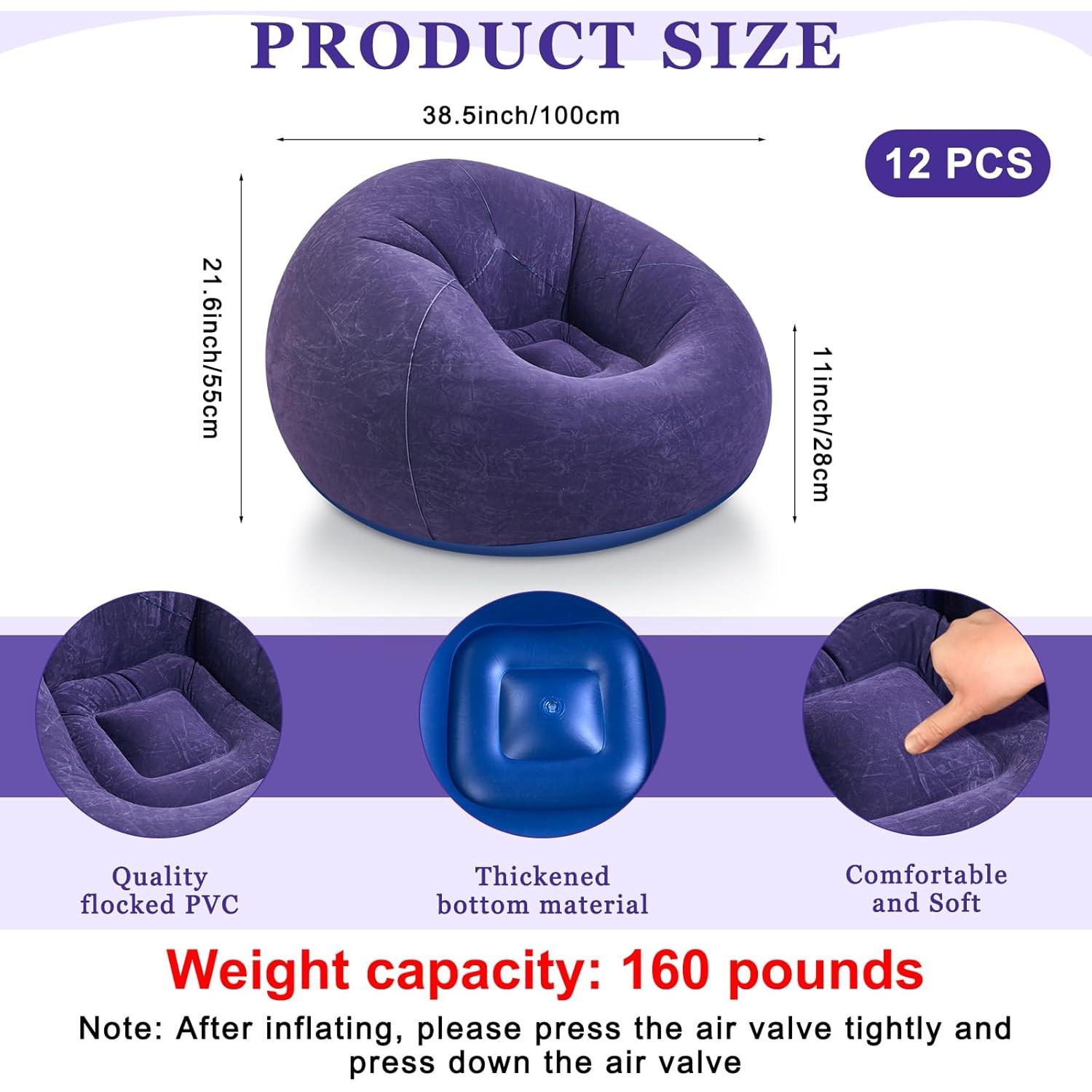 12 Sillas Puff Inflables Realspring con Bomba Eléctrica