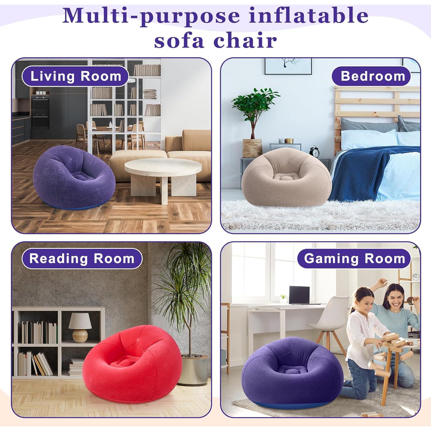 12 Sillas Puff Inflables Realspring con Bomba Eléctrica