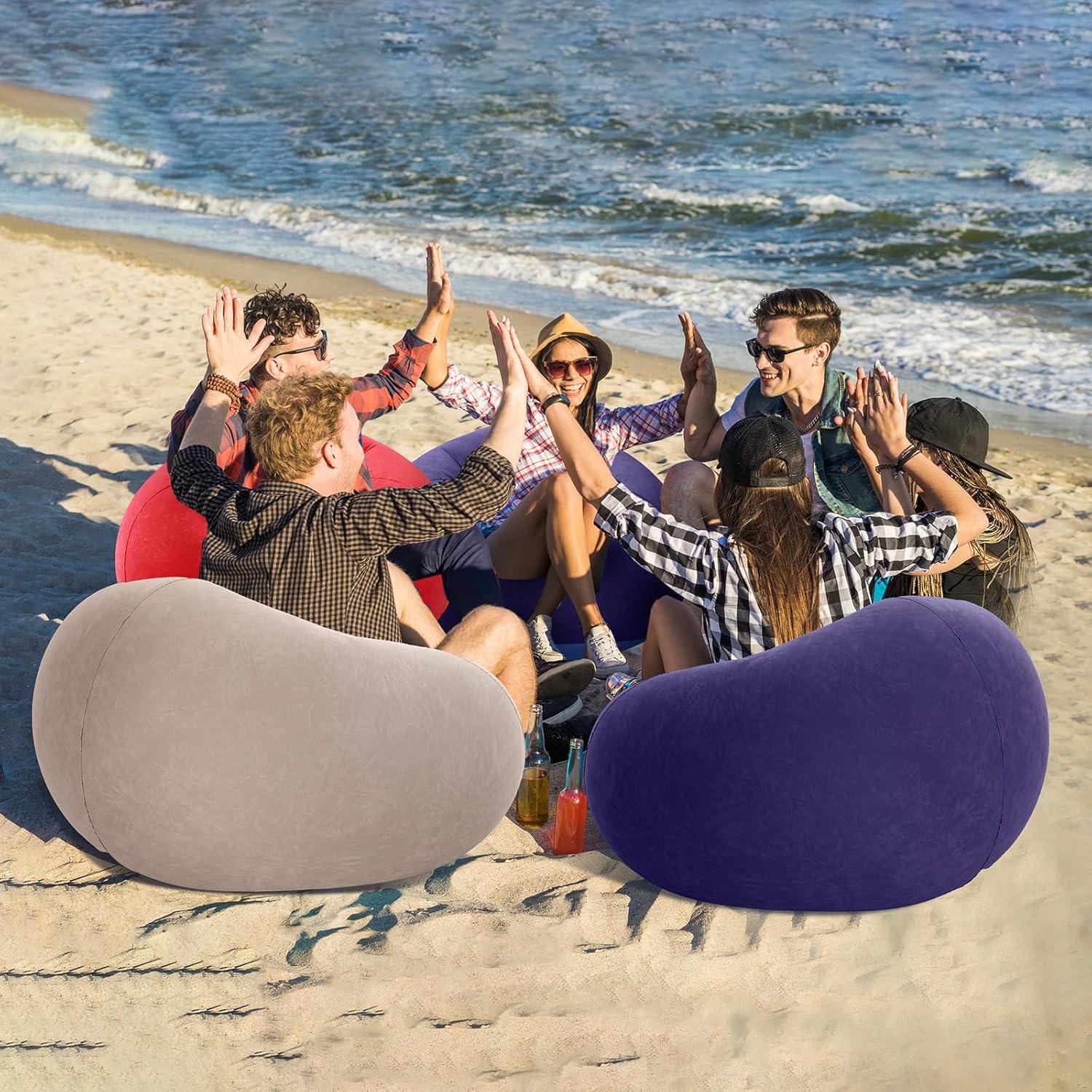 12 Sillas Puff Inflables Realspring con Bomba Eléctrica