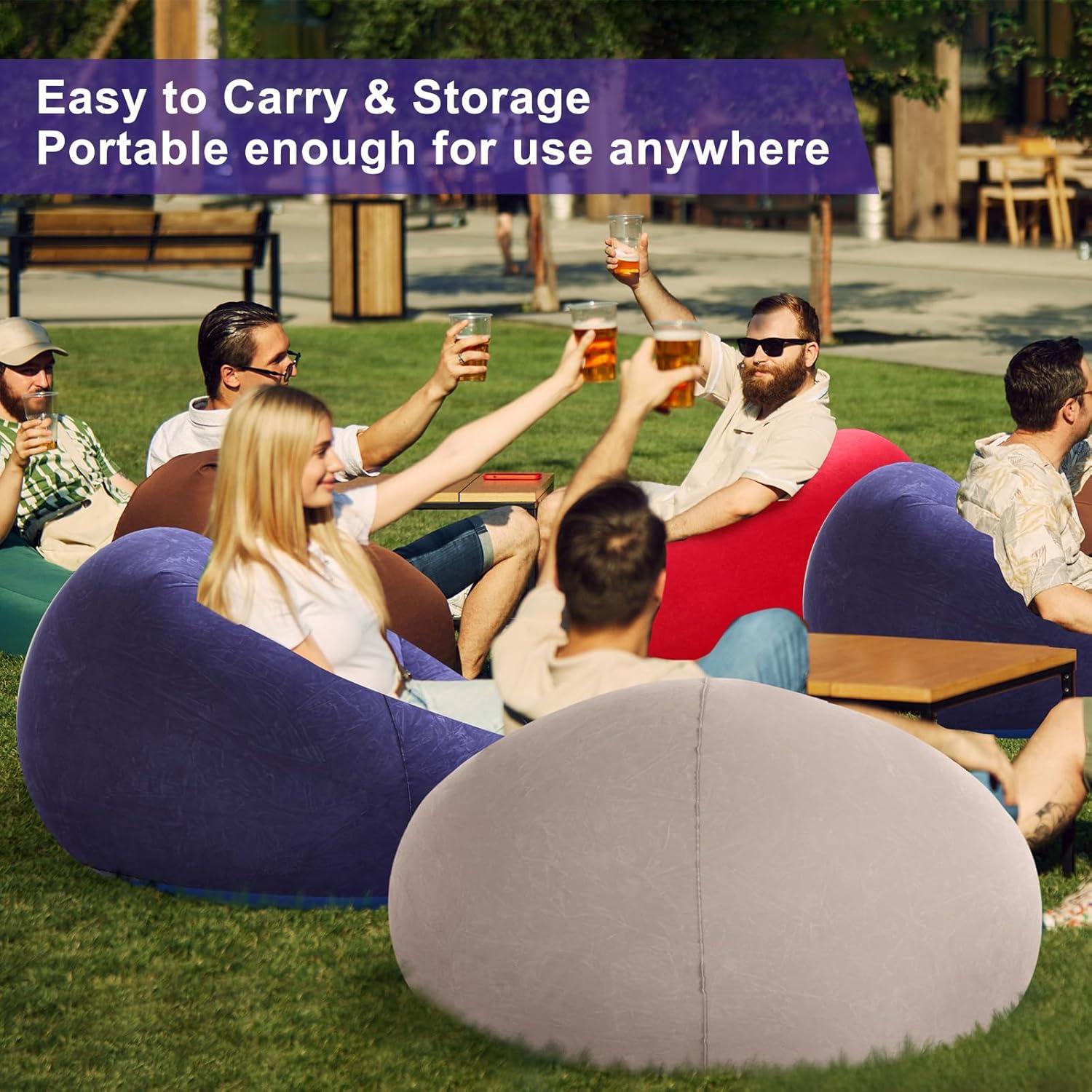 12 Sillas Puff Inflables Realspring con Bomba Eléctrica