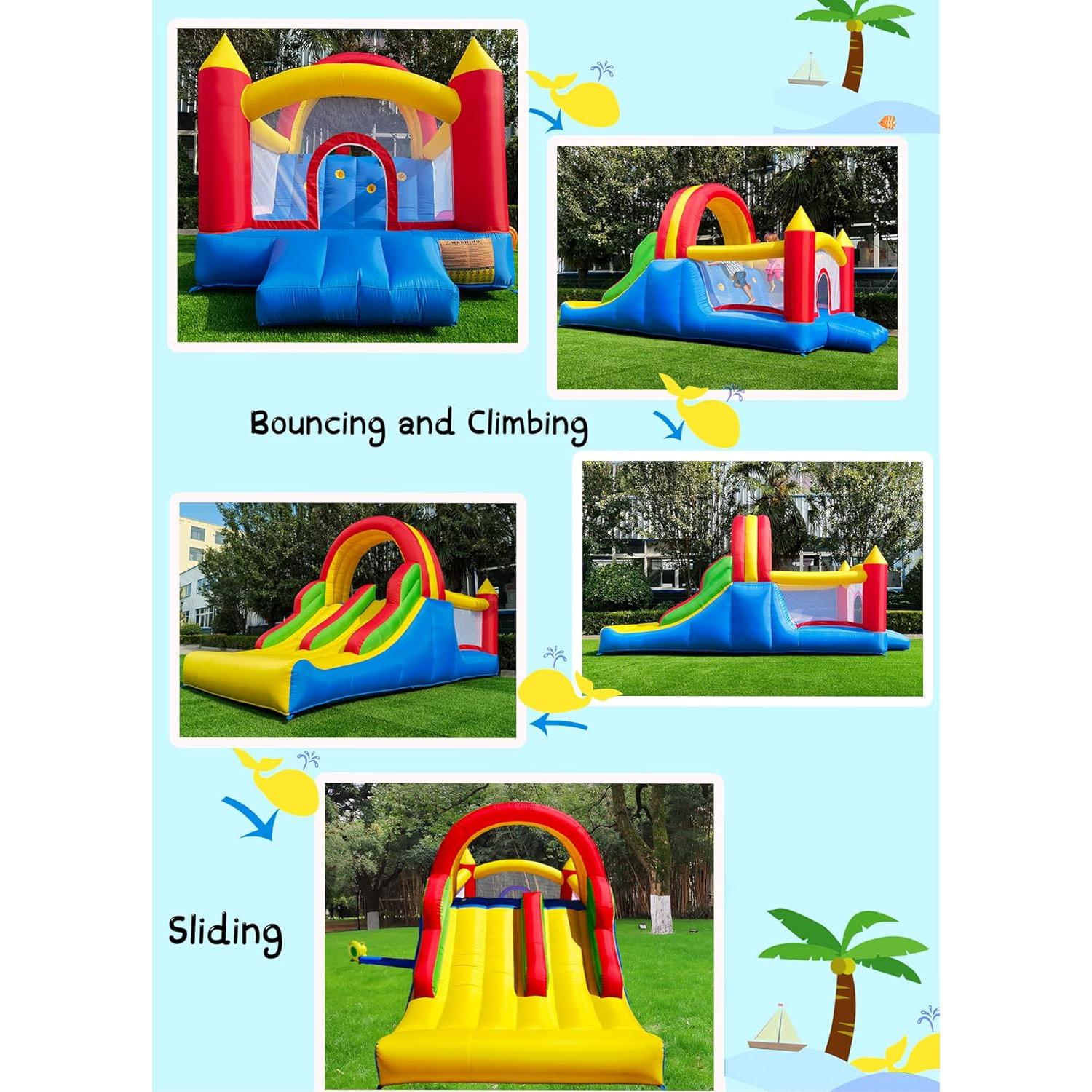 Casa Inflable HuaKastro 4.88x2.18m con Toboganes y Escalera