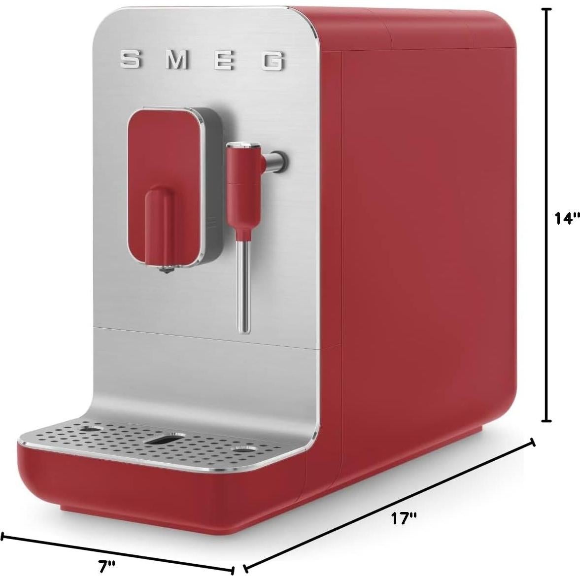 Máquina de Café Automática Smeg BCC02 Roja con Espumador