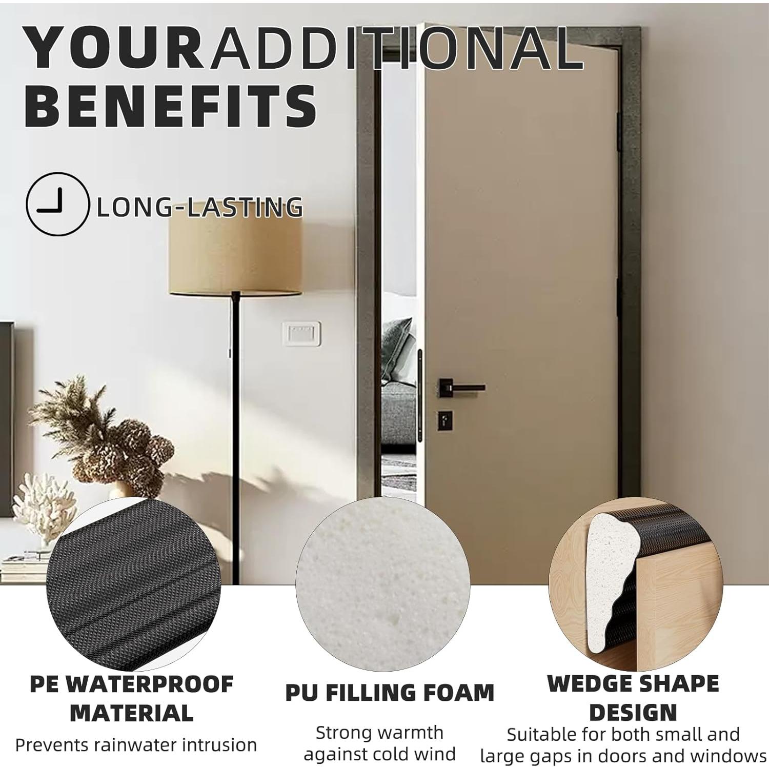 Tira de Sellado Conwang 2 Pcs 498.4 cm Aislante Puertas Ventanas