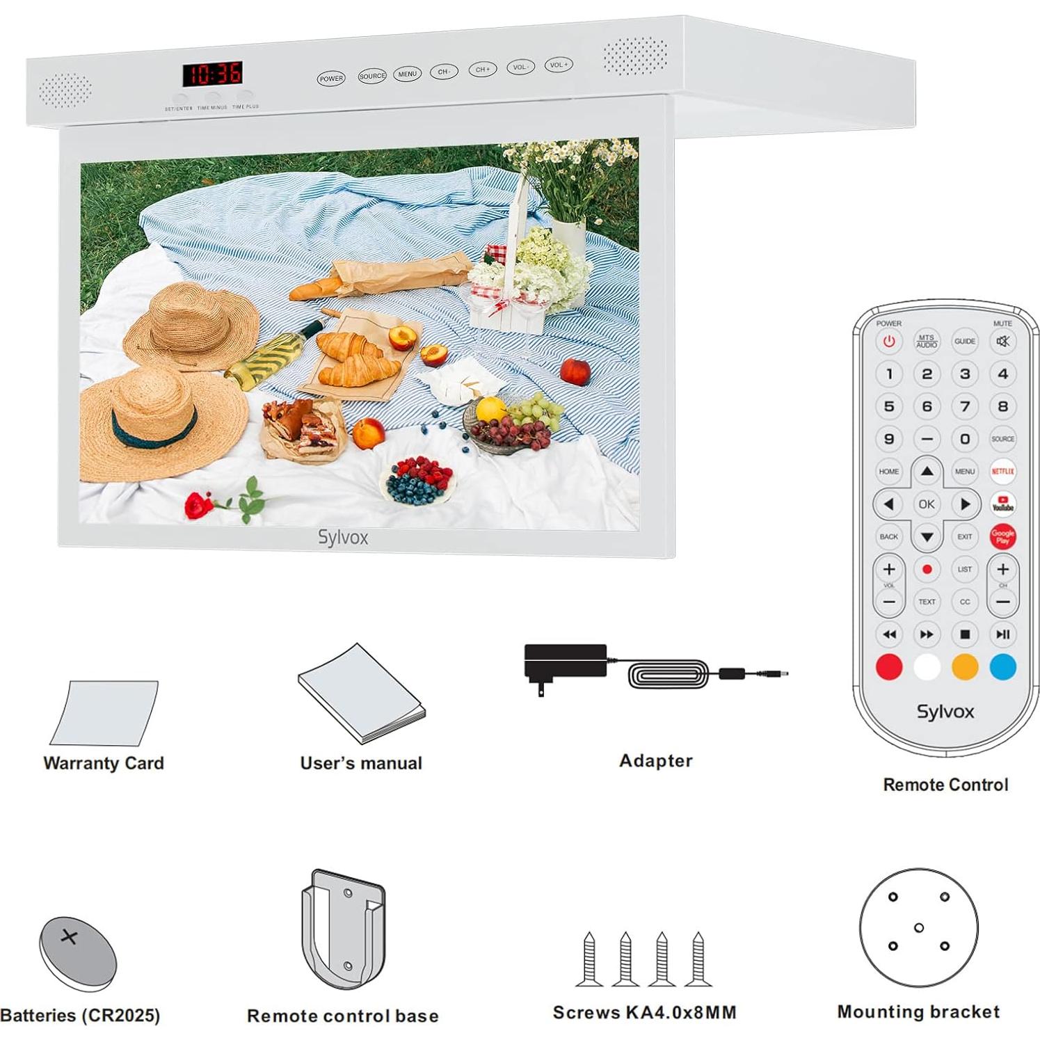 Televisor de Cocina SYLVOX 15.6" 1080P Plegable WiFi Bluetooth