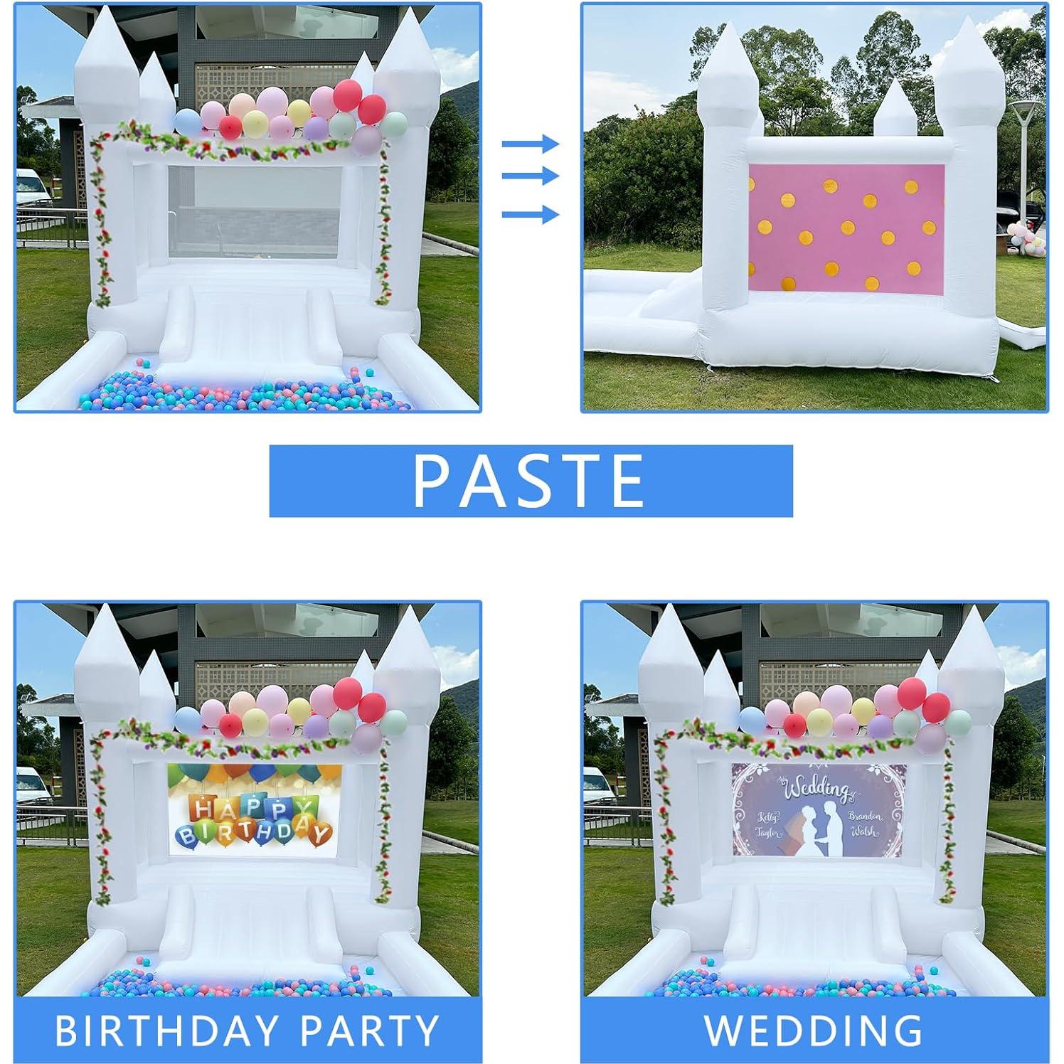 Castillo Hinchable Blanco Milazul 3.96x2.5x2.5m con Accesorios