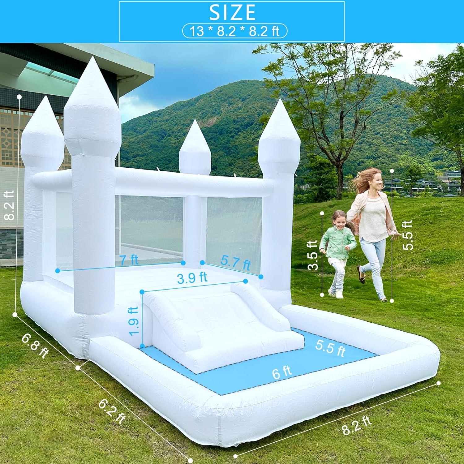 Castillo Hinchable Blanco Milazul 3.96x2.5x2.5m con Accesorios